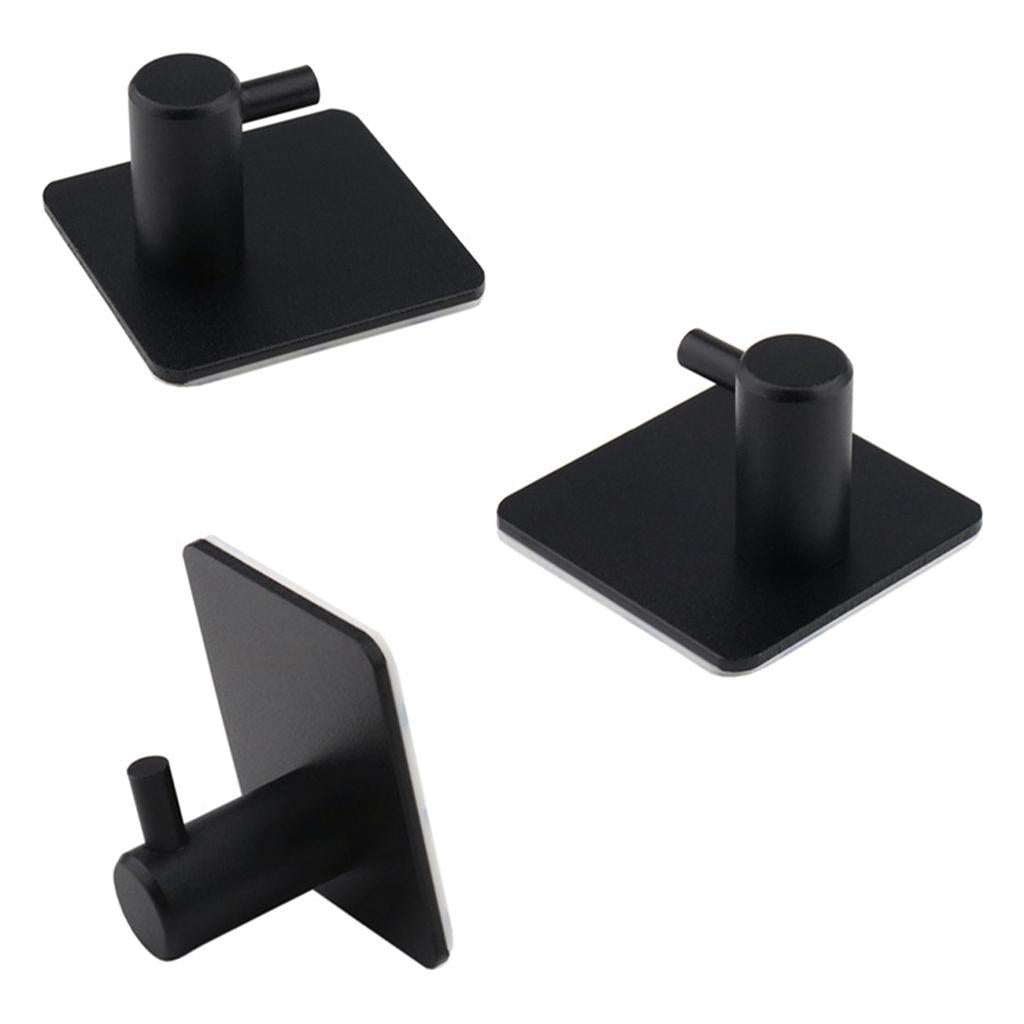 Matt Self-Adhesive Towel Hooks Punch Free Adhesive Hook Square for Bathrobe black style 1