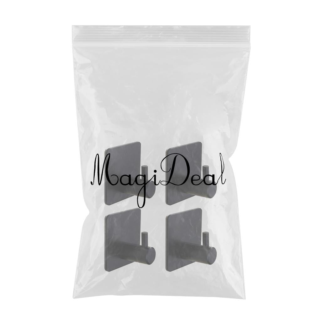Matt Self-Adhesive Towel Hooks Punch Free Adhesive Hook Square for Bathrobe black style 1
