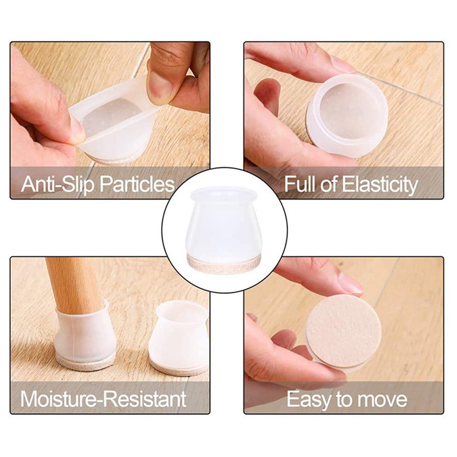 20Pack Silicone Slider Chair Leg Protector Hardwood Floors, Fits All Shape B Big Square