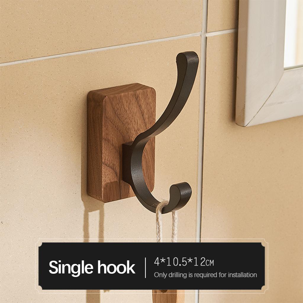 Walnut Coat Hooks Wall Hanger Bathroom Decorative for Hanging Clothes Towel 1pcs Dual Hook