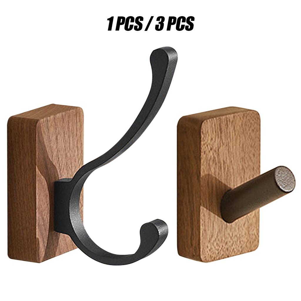 Walnut Coat Hooks Wall Hanger Bathroom Decorative for Hanging Clothes Towel 1pcs Dual Hook