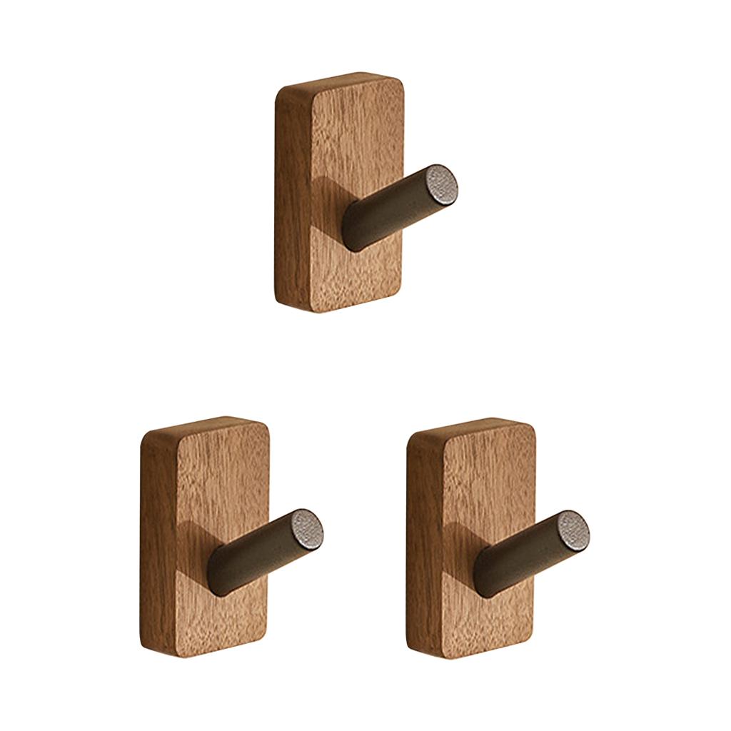 Walnut Coat Hooks Wall Hanger Bathroom Decorative for Hanging Clothes Towel 3pcs Single Hook
