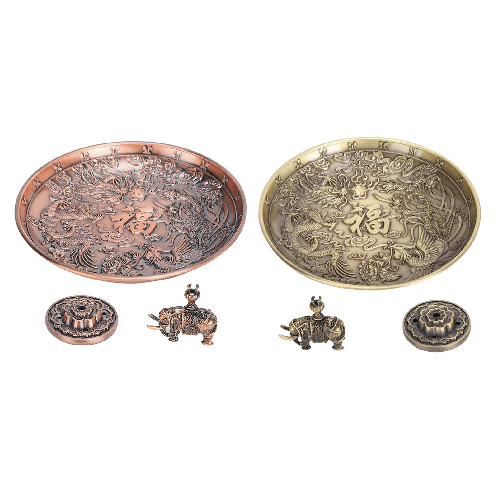 5 Hole Copper Incense Stick Holder Durable Ash Catcher Tray Yoga Room Bronze