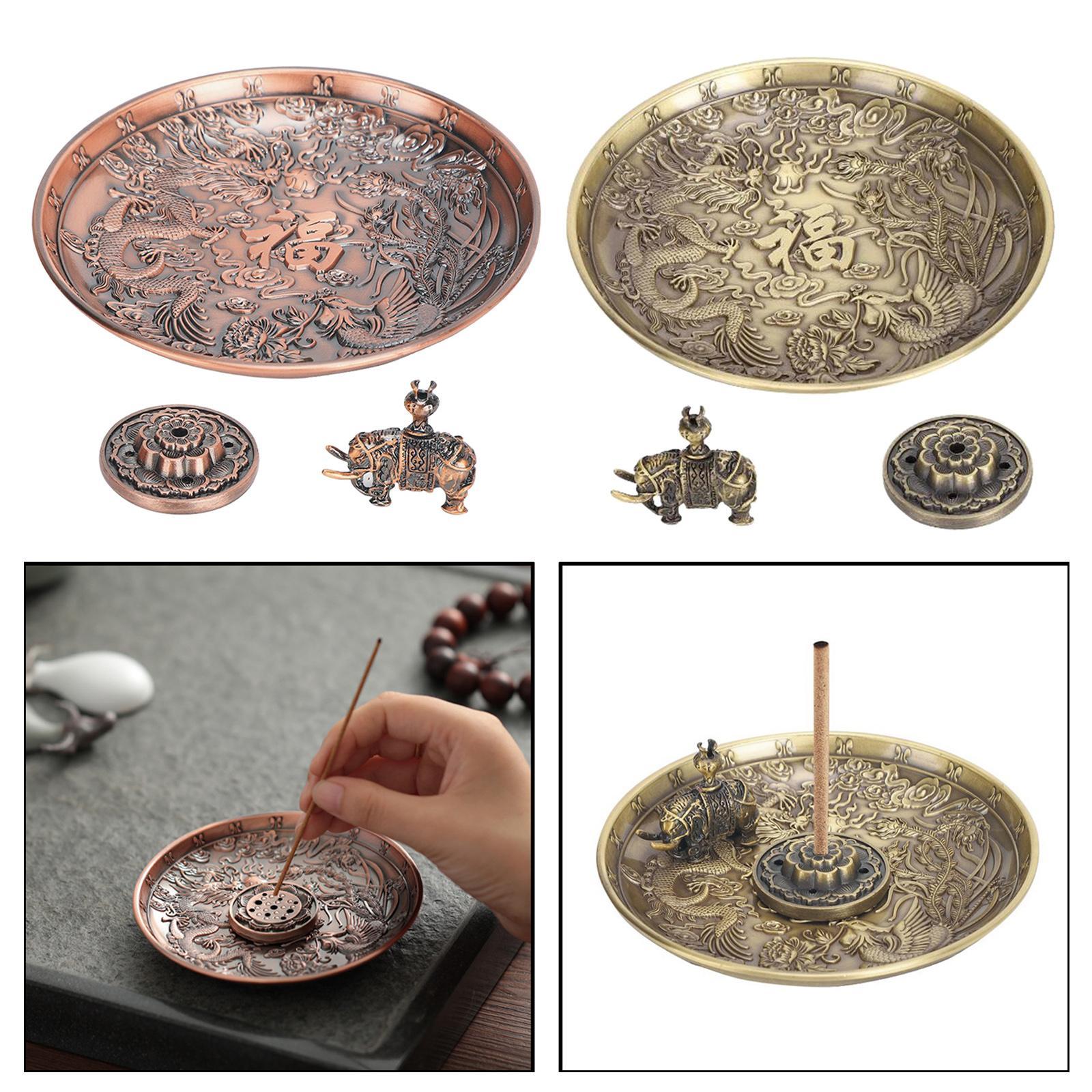 5 Hole Copper Incense Stick Holder Durable Ash Catcher Tray Yoga Room Bronze