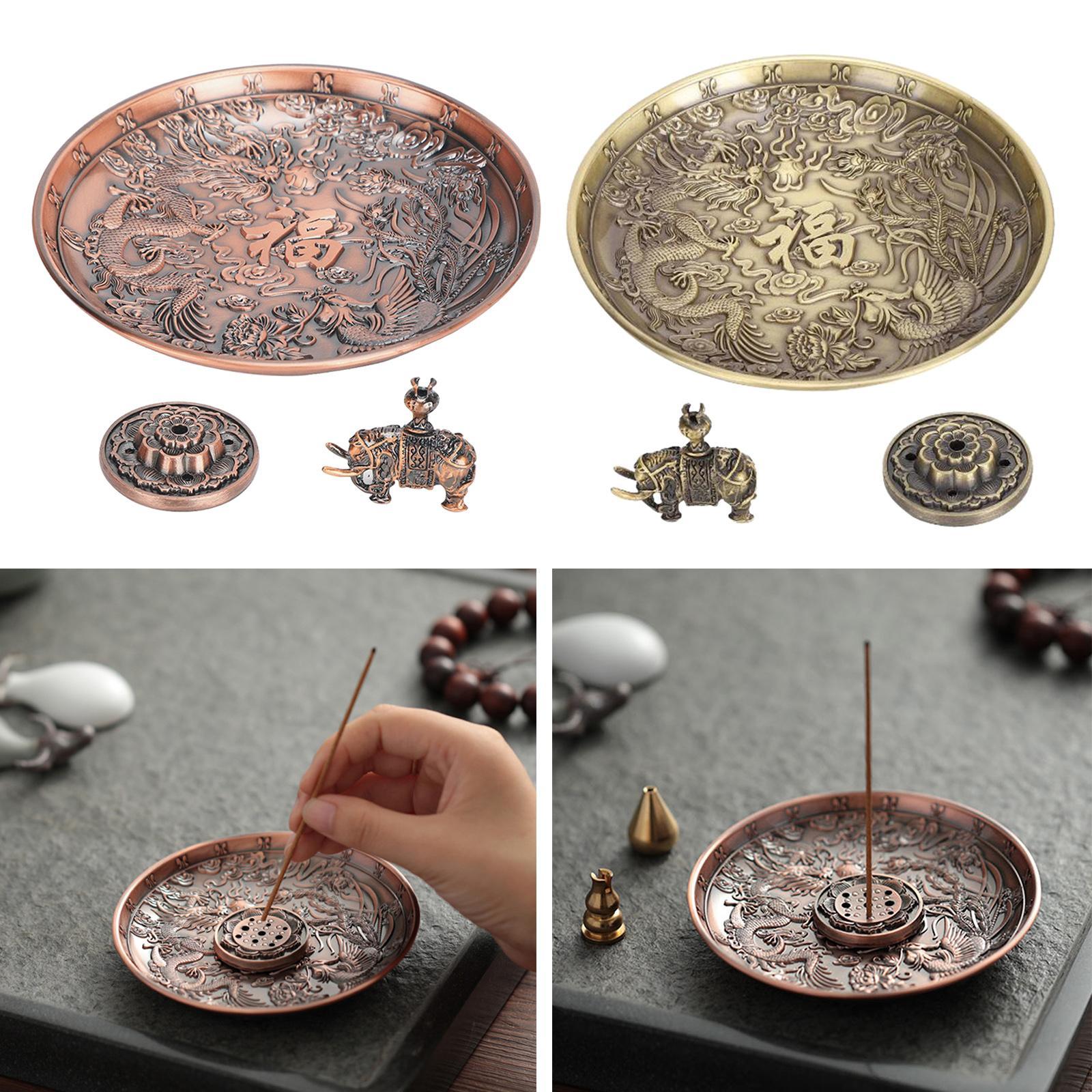5 Hole Copper Incense Stick Holder Durable Ash Catcher Tray Yoga Room Bronze