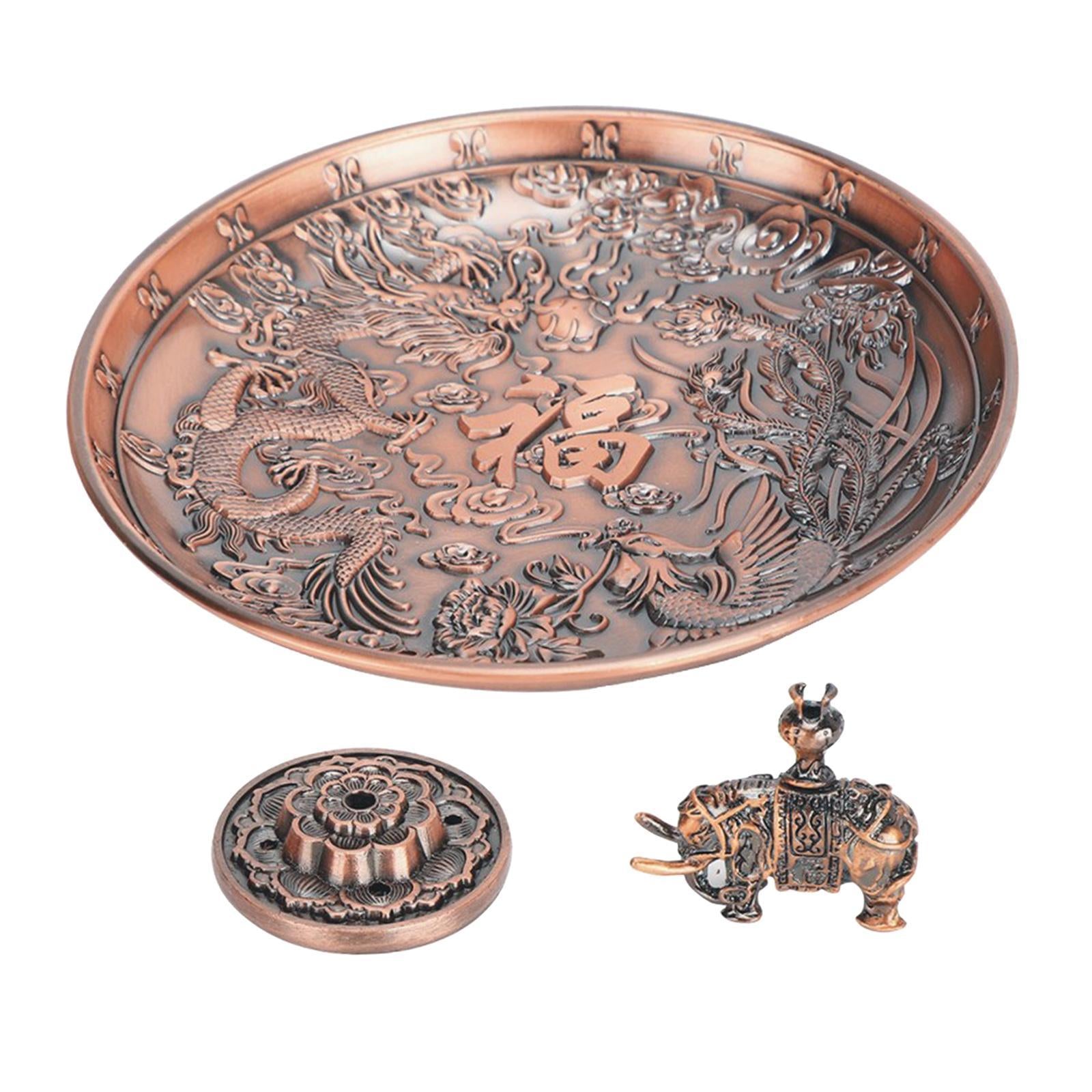 5 Hole Copper Incense Stick Holder Durable Ash Catcher Tray Yoga Room Redcopper