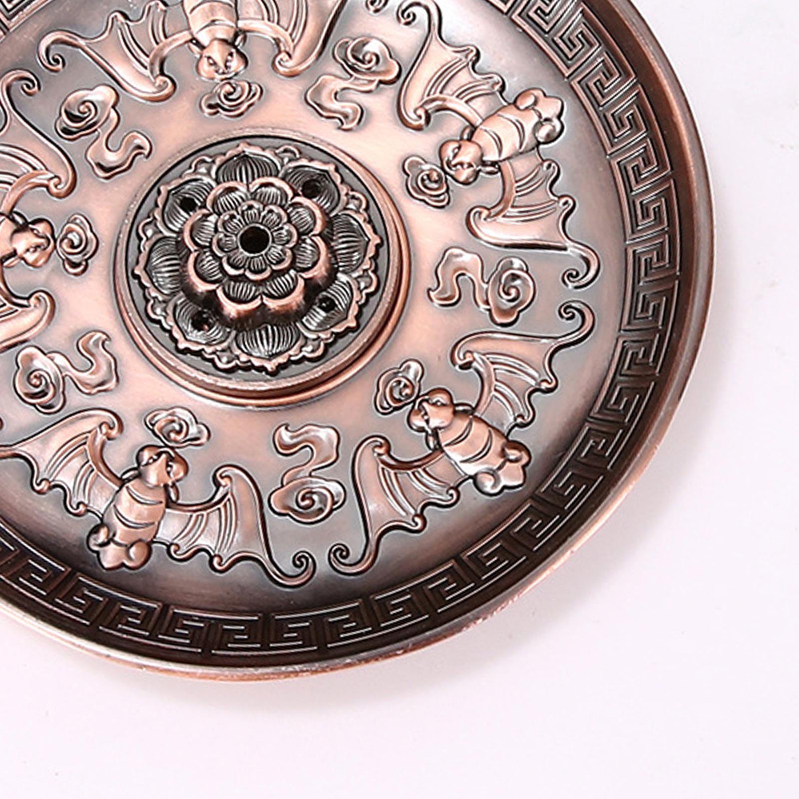 5 Hole Copper Incense Stick Holder Durable Ash Catcher Tray Yoga Room Redcopper