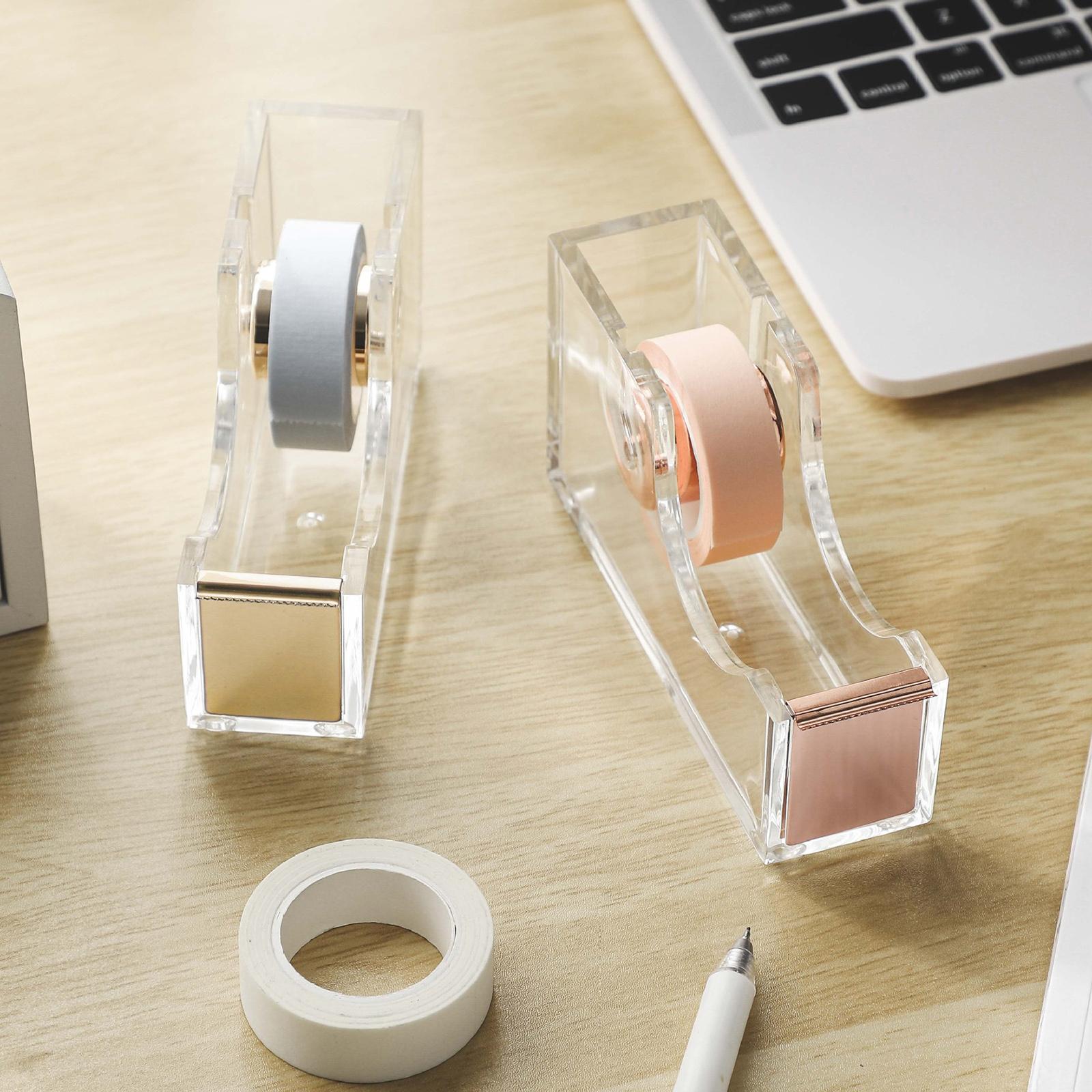 Tape Dispenser Acrylic Stationery Available Adhesive Organization for School Rose Gold