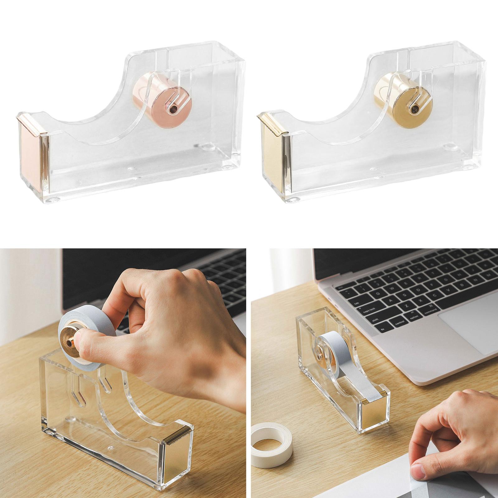 Tape Dispenser Acrylic Stationery Available Adhesive Organization for School Rose Gold