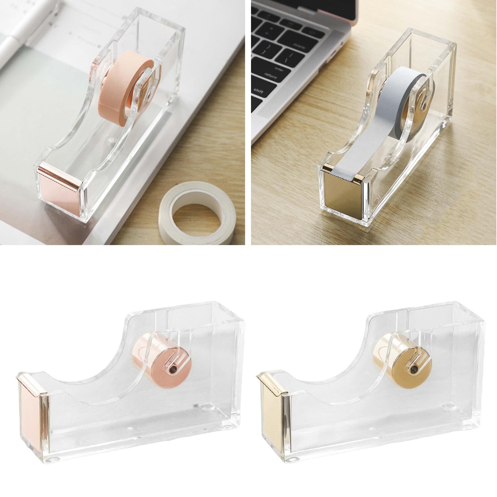 Tape Dispenser Acrylic Stationery Available Adhesive Organization for School Rose Gold