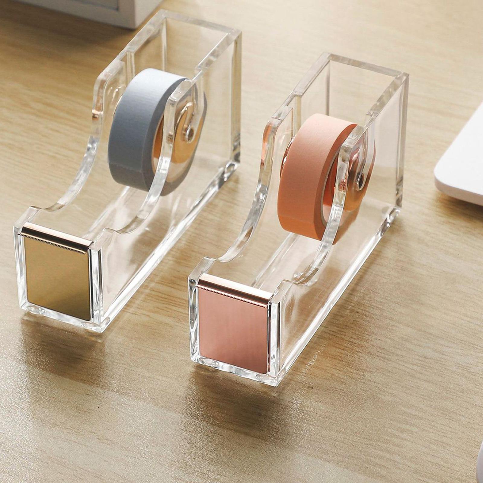 Tape Dispenser Acrylic Stationery Available Adhesive Organization for School Golden
