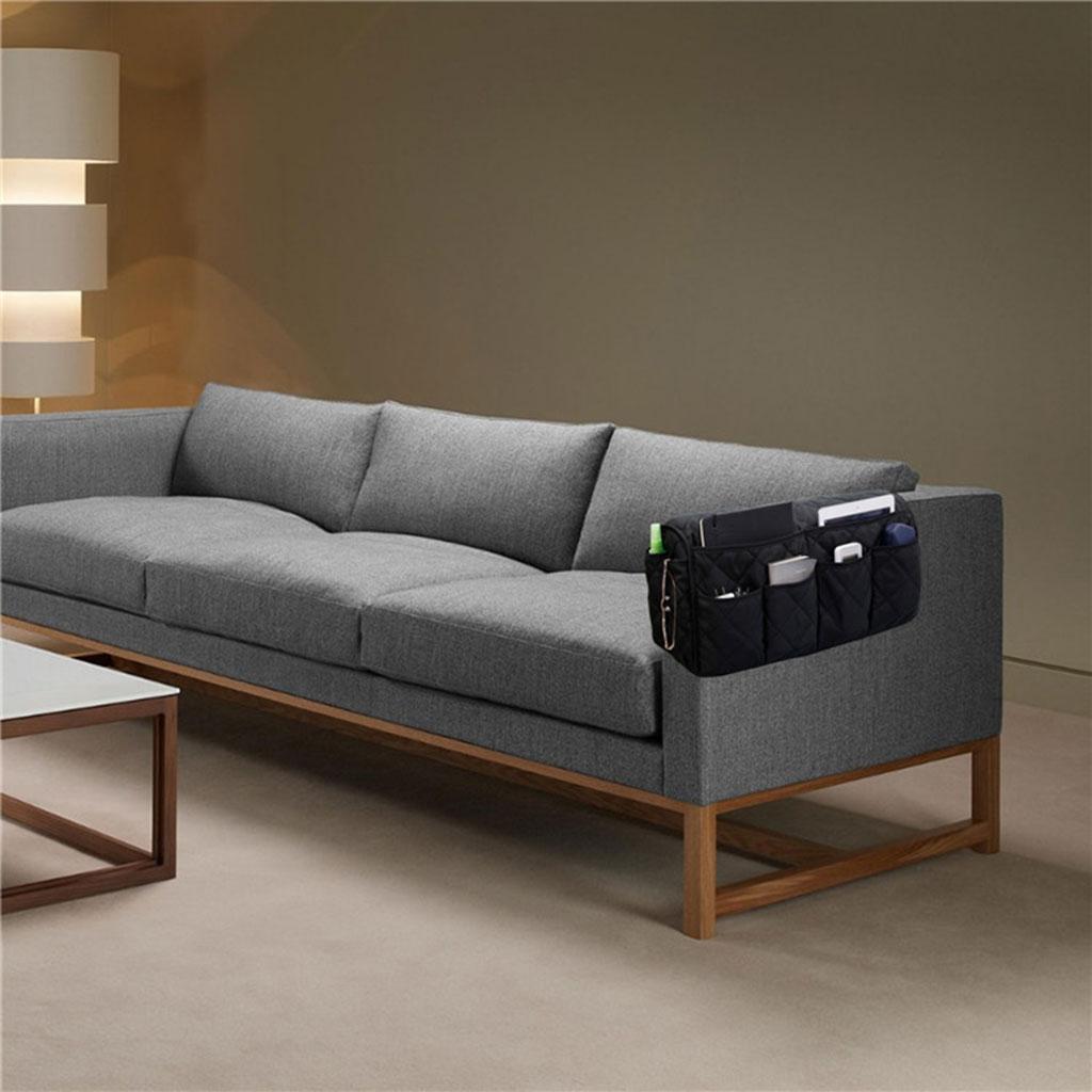 14 Pockets Sofa Armrest Organizer Hanging Storage Bag for Magazine DVD Phone Navy