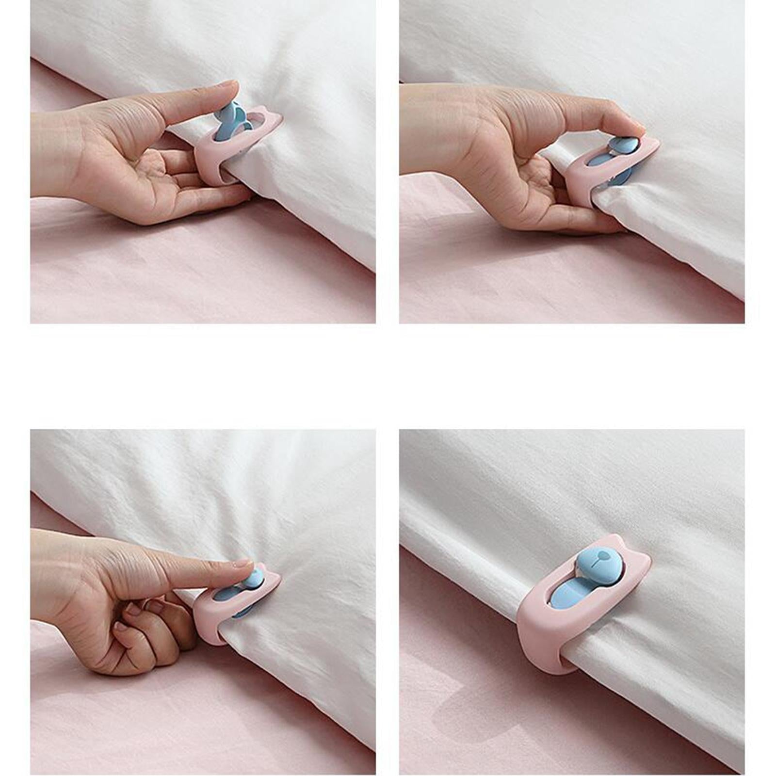 4 PCS Blanket Grippers Quilt Non-Slip Adjustable Mattress Bear Clip Fastener Light Pink