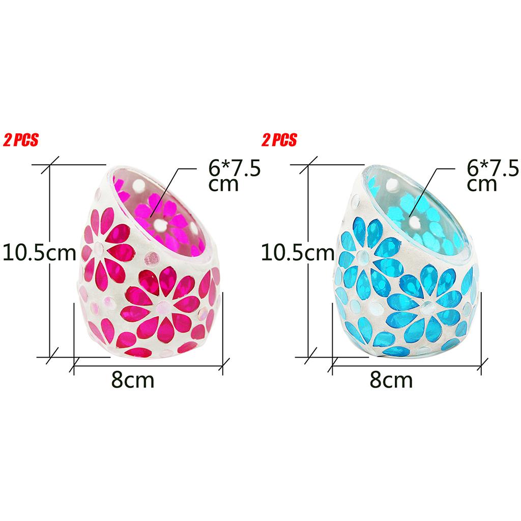 2Pcs Mosaic Candle Holders Tea Light Candelabra Home Table Decor Rose Red