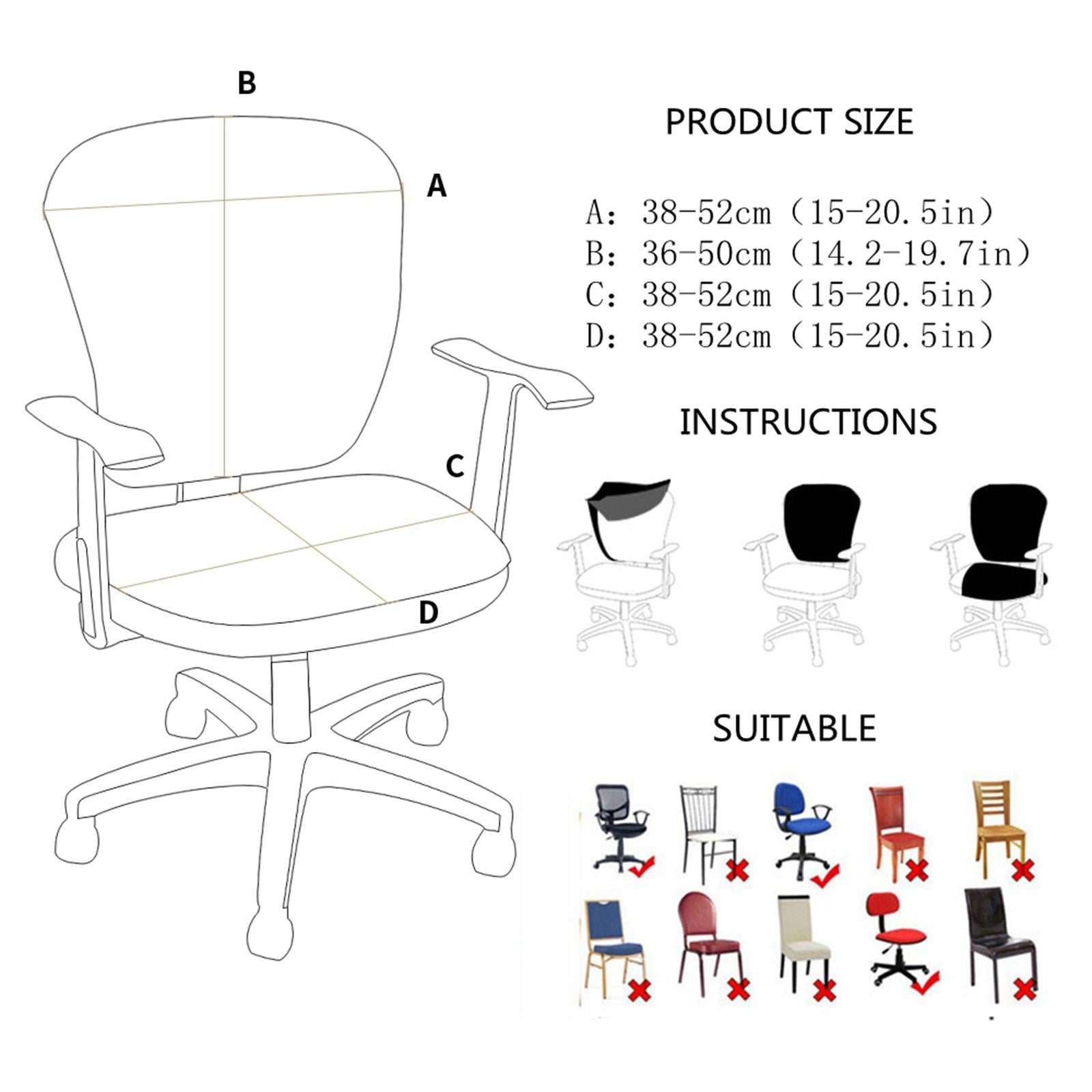 Separated Rotate Chair Seat Cover Slipcover Removable for Computer Chair black