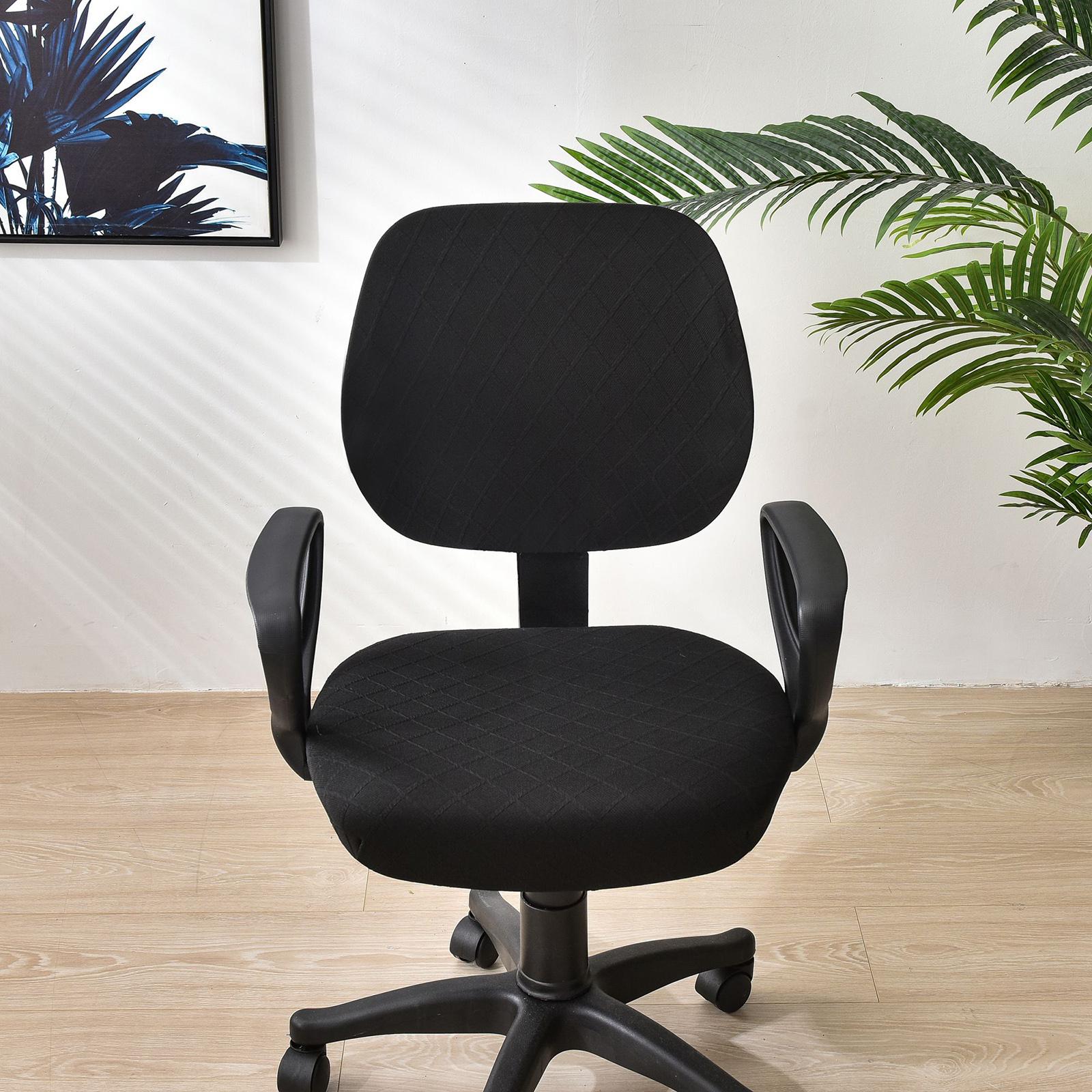 Separated Rotate Chair Seat Cover Slipcover Removable for Computer Chair black