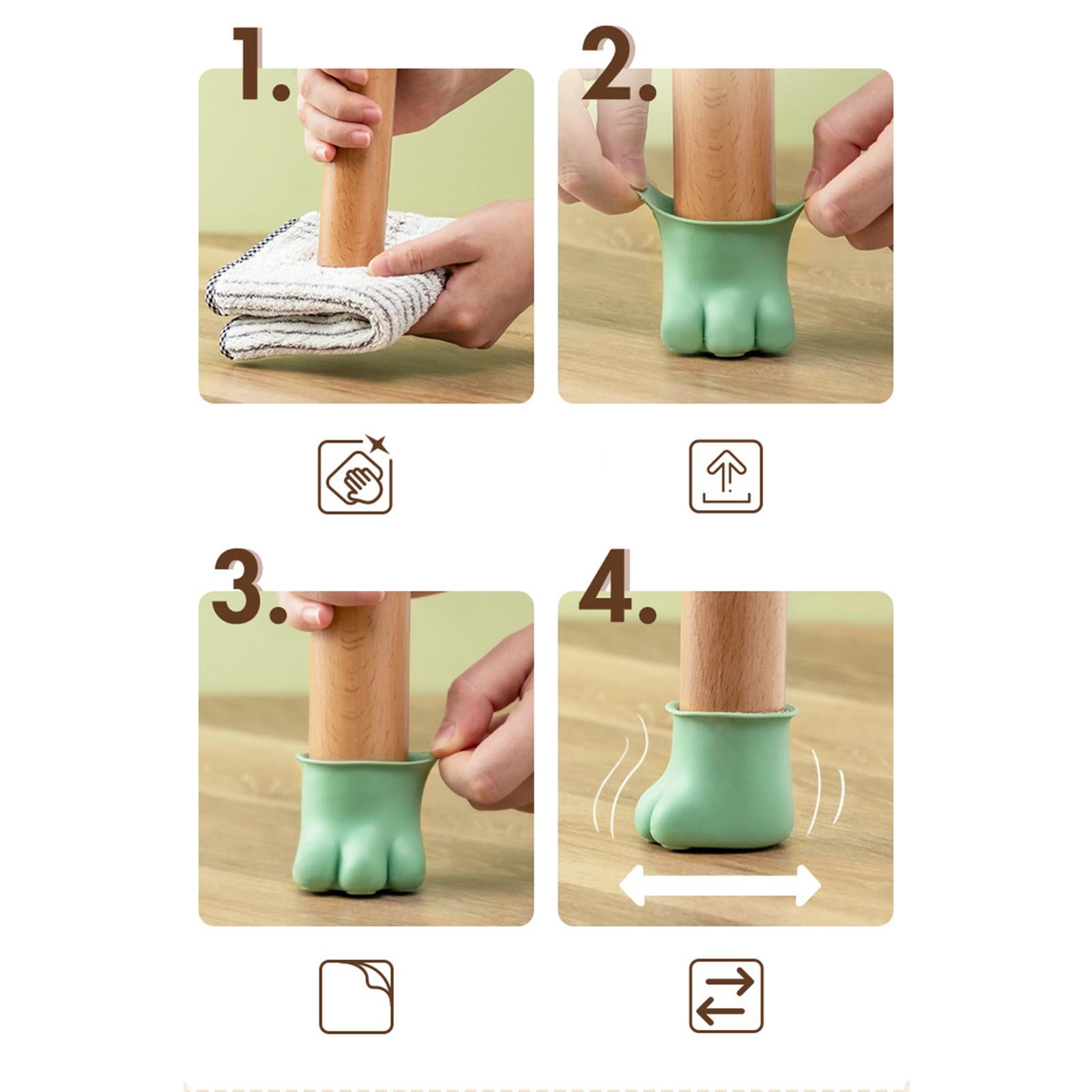 12x Silicone Table Feet Covers Prevent Floor Scratches Green Square M