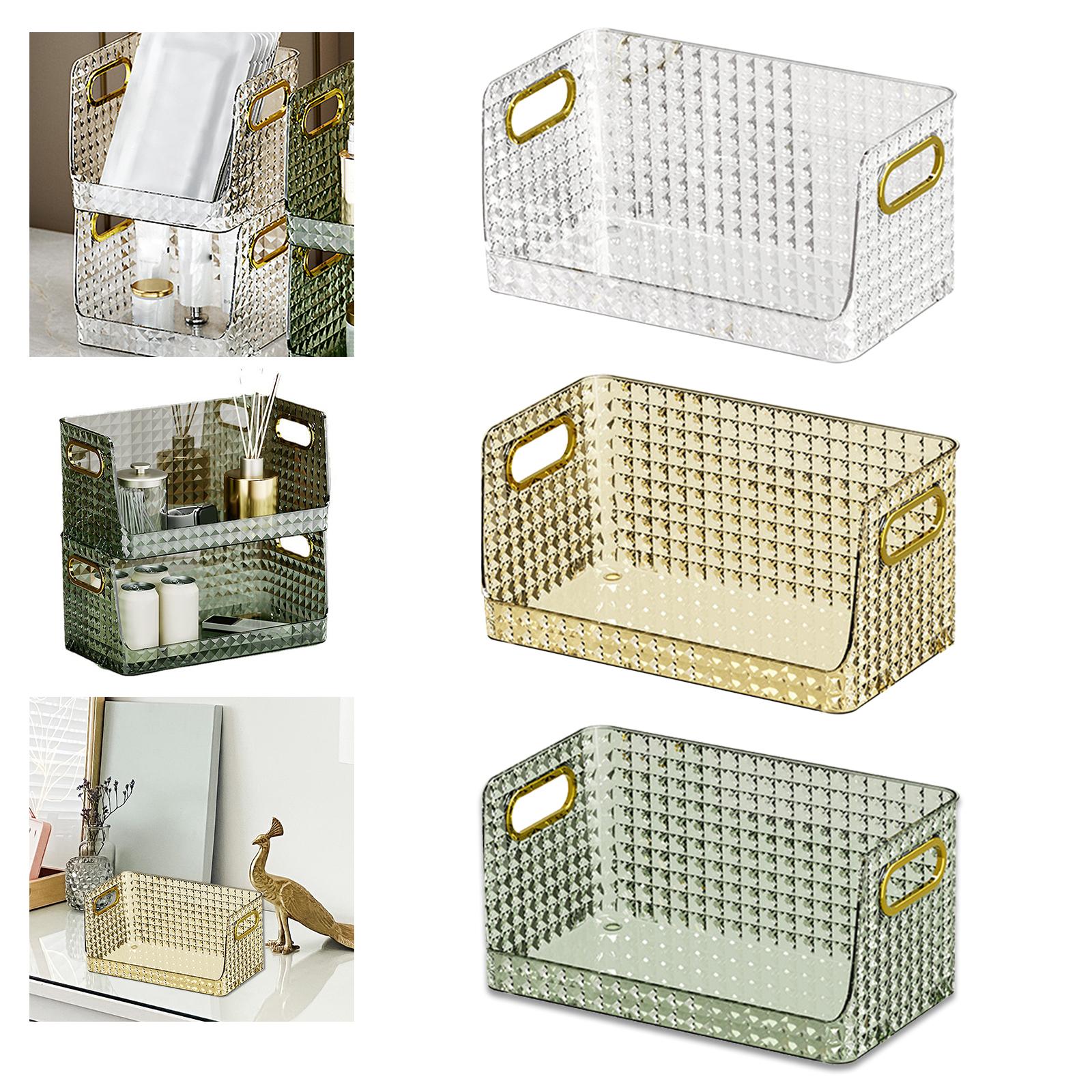 Storage Bin Multifunctional Stackable Open for Kitchen Refrigerator Pantry Transparent
