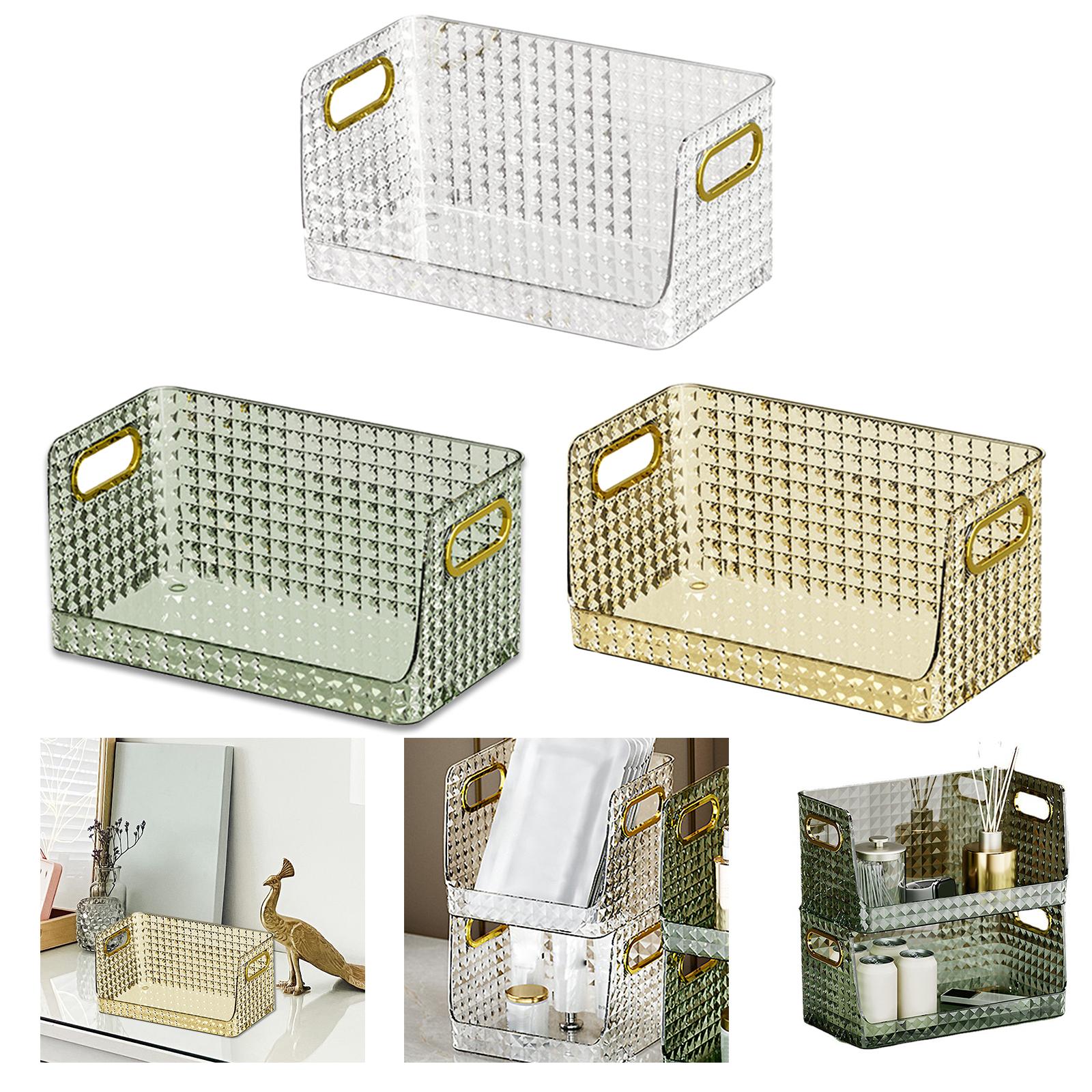 Storage Bin Multifunctional Stackable Open for Kitchen Refrigerator Pantry Transparent