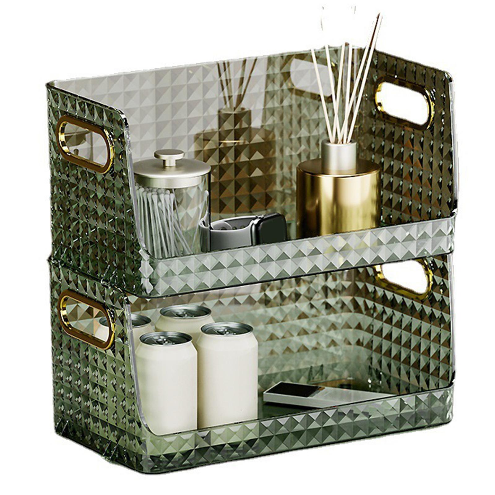 Storage Bin Multifunctional Stackable Open for Kitchen Refrigerator Pantry Green