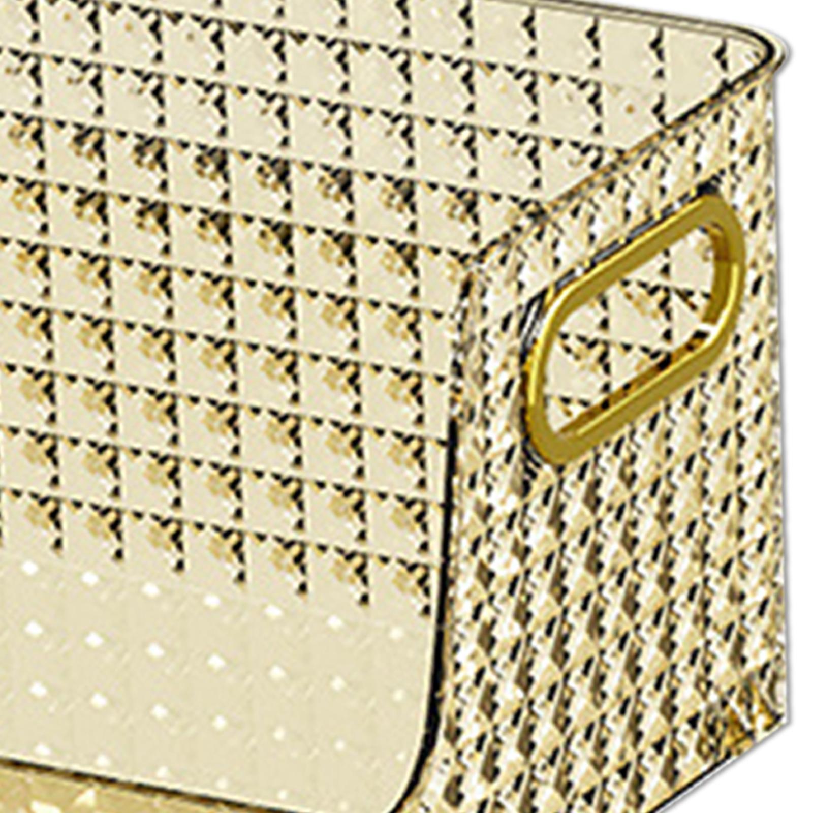 Storage Bin Multifunctional Stackable Open for Kitchen Refrigerator Pantry Gold