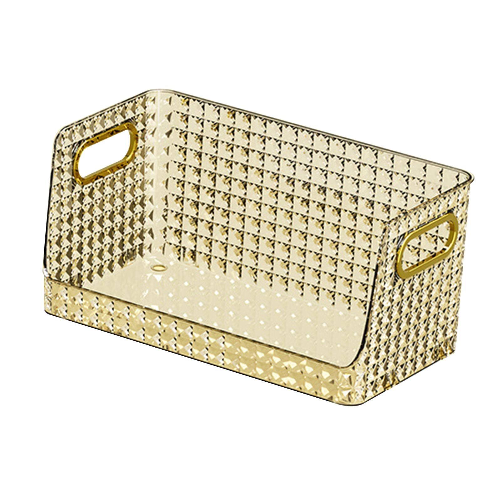 Storage Bin Multifunctional Stackable Open for Kitchen Refrigerator Pantry Gold