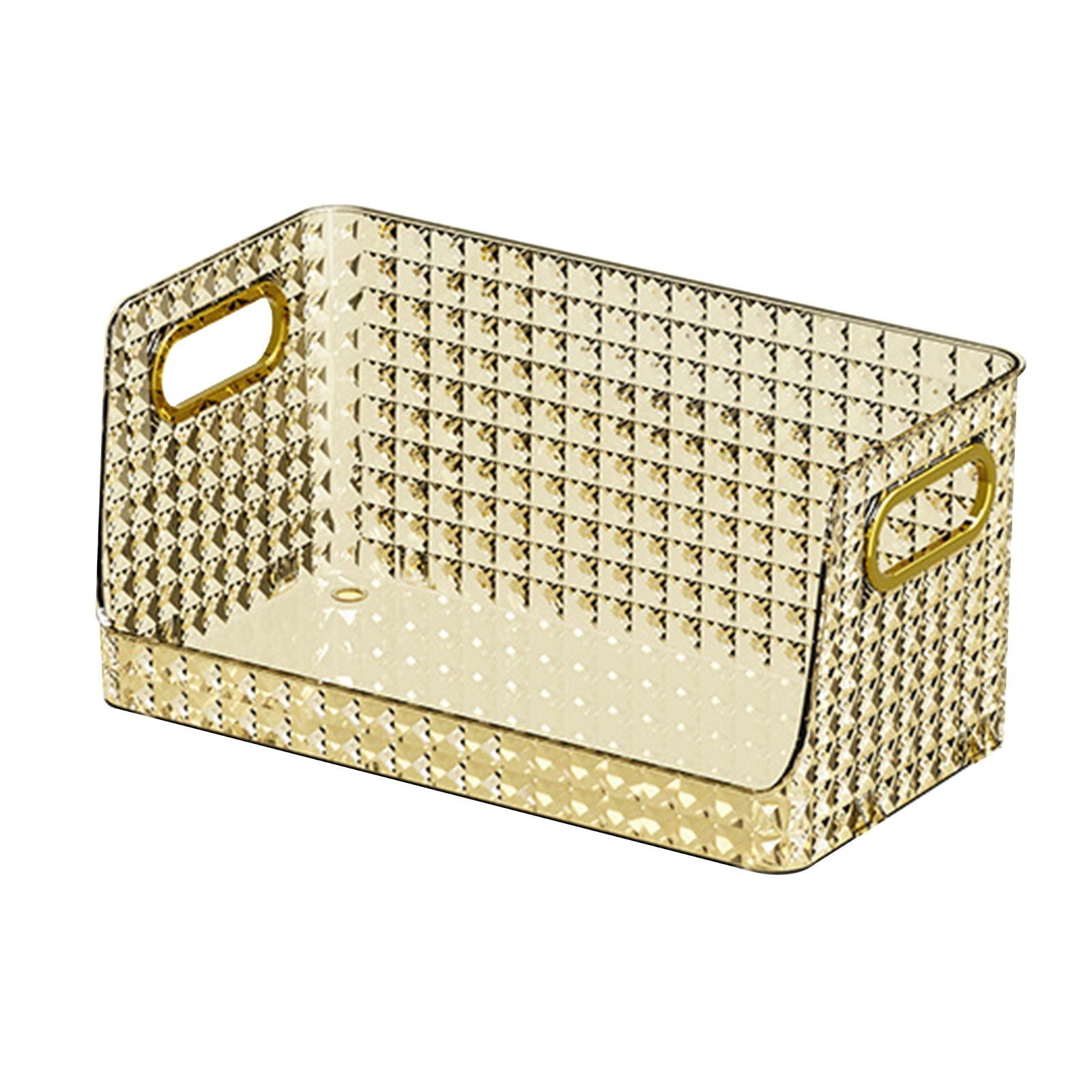 Storage Bin Multifunctional Stackable Open for Kitchen Refrigerator Pantry Gold