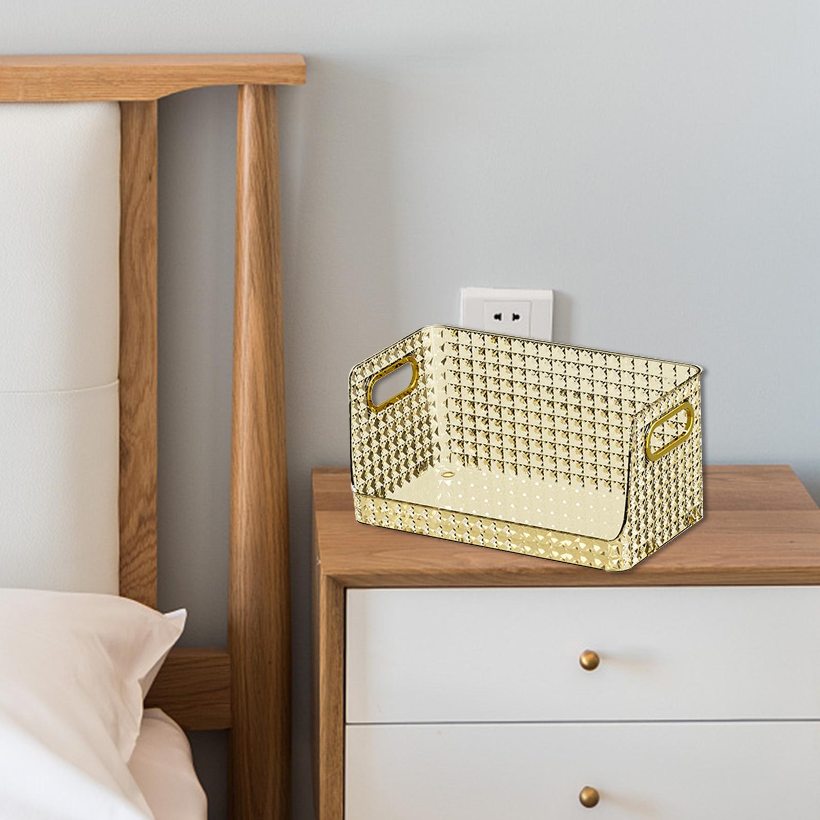 Storage Bin Multifunctional Stackable Open for Kitchen Refrigerator Pantry Gold