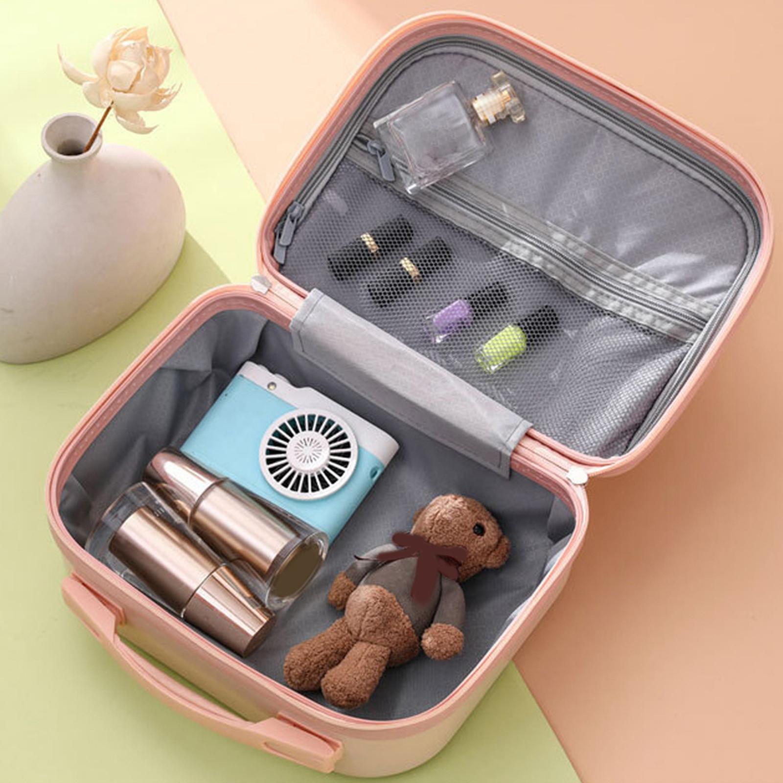 Girls small Jewelry Box Travel Toiletry Storage Bags Cosmetic Case Pink