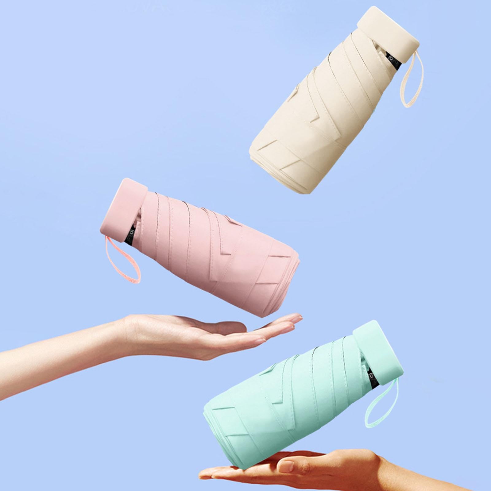 Mini Sunny and Rainy Umbrella Wind Resistance for Outdoor Travel  Pink