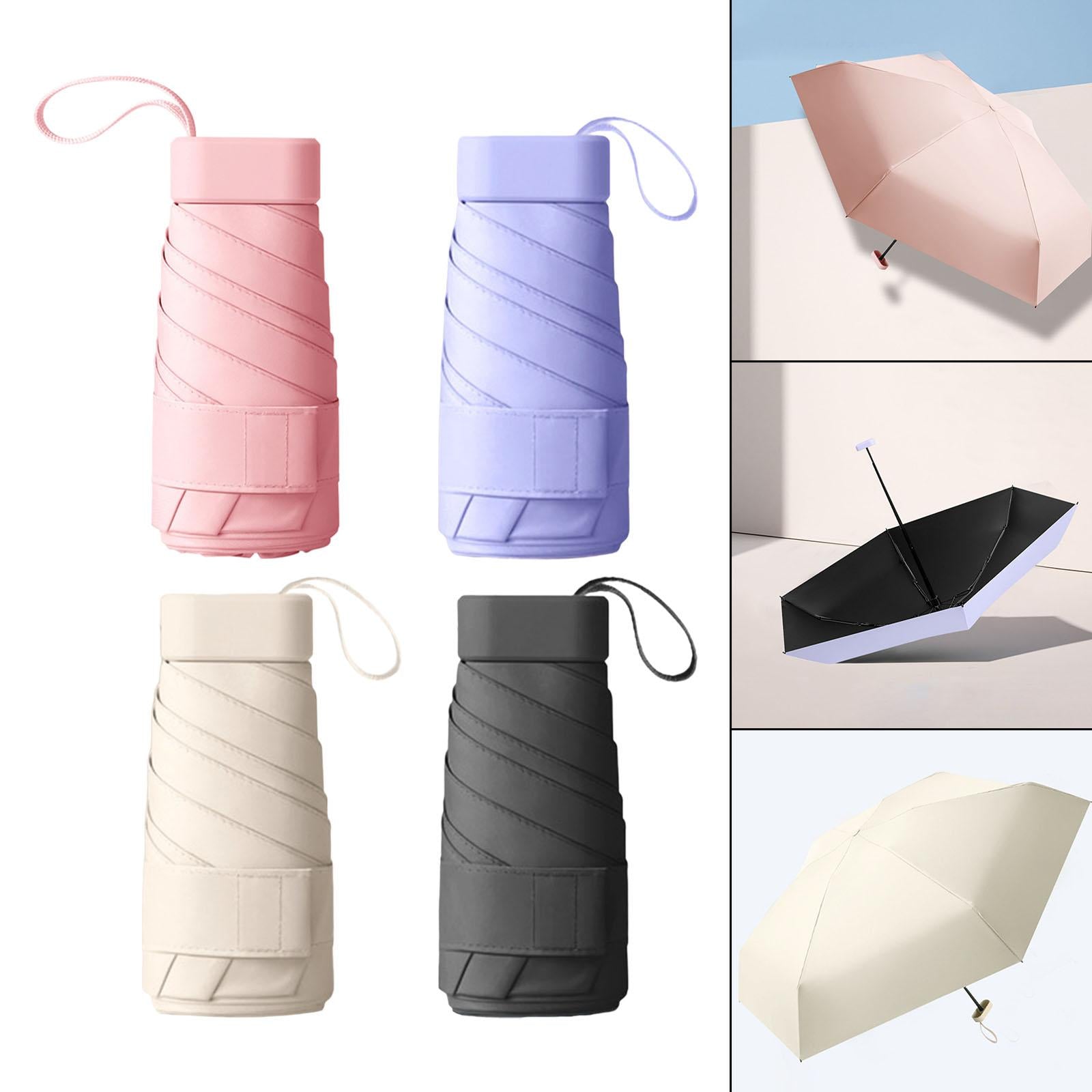 Mini Sunny and Rainy Umbrella Wind Resistance for Outdoor Travel  Pink