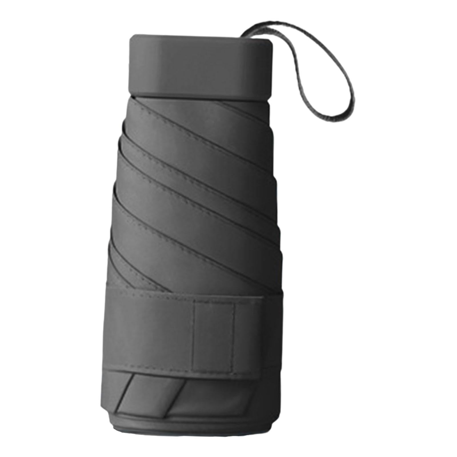 Mini Sunny and Rainy Umbrella Wind Resistance for Outdoor Travel  Black