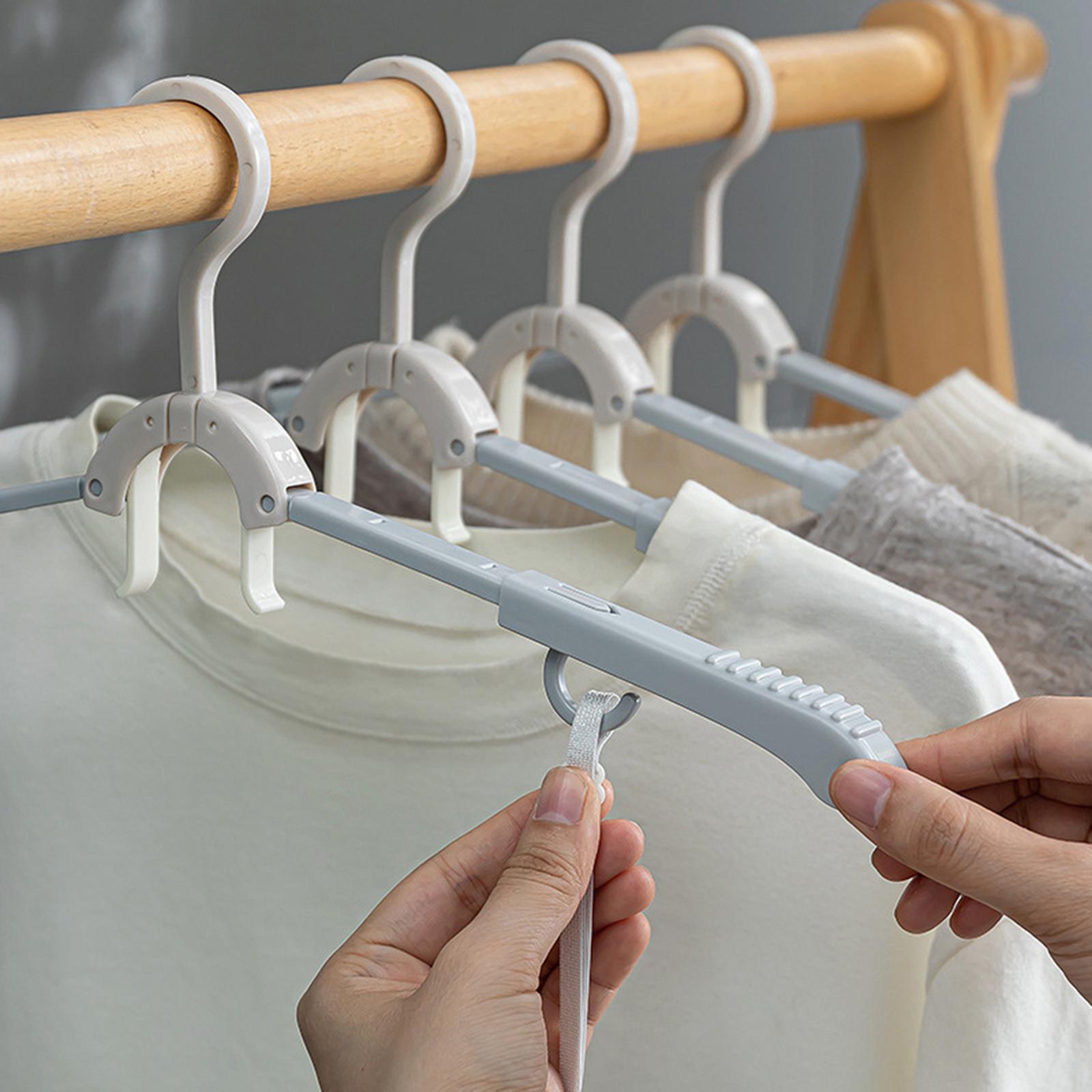 Adjustable Foldable Clothes Hanger Clothespin for Underwear Scarf Gray