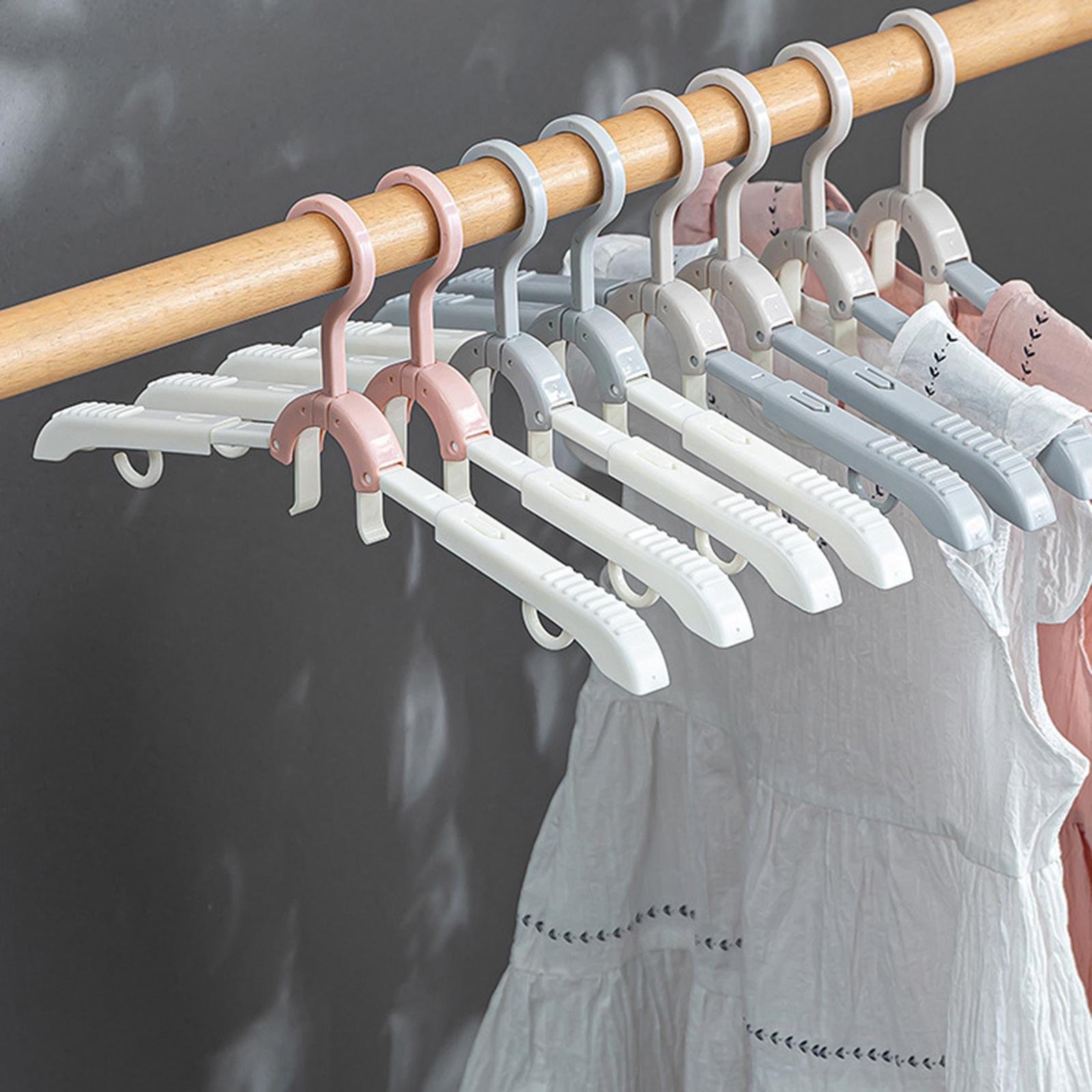 Adjustable Foldable Clothes Hanger Clothespin for Underwear Scarf Gray White