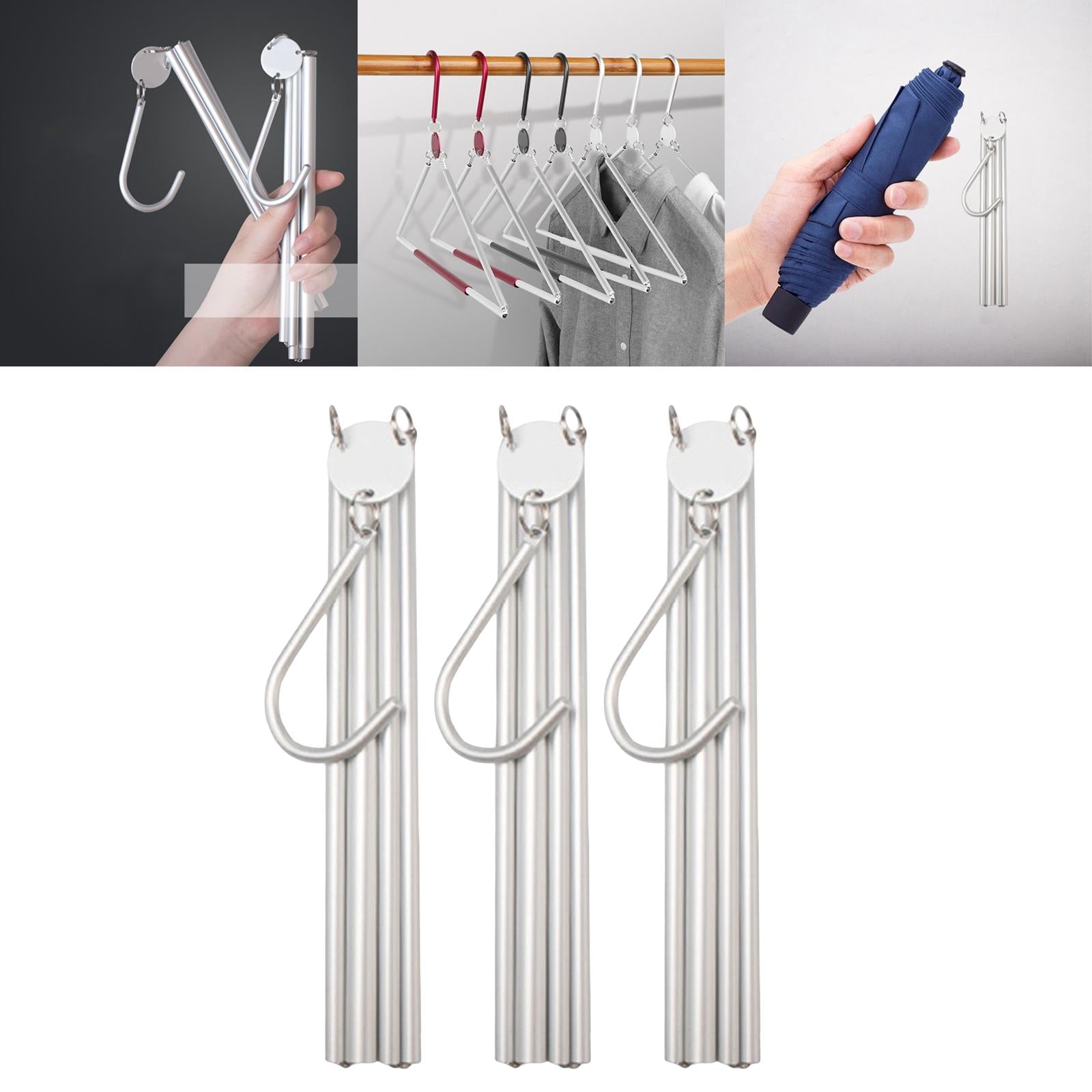 Collapsible Clothing Hanger Wardrobe Organizer Portable for Home Balcony Siliver