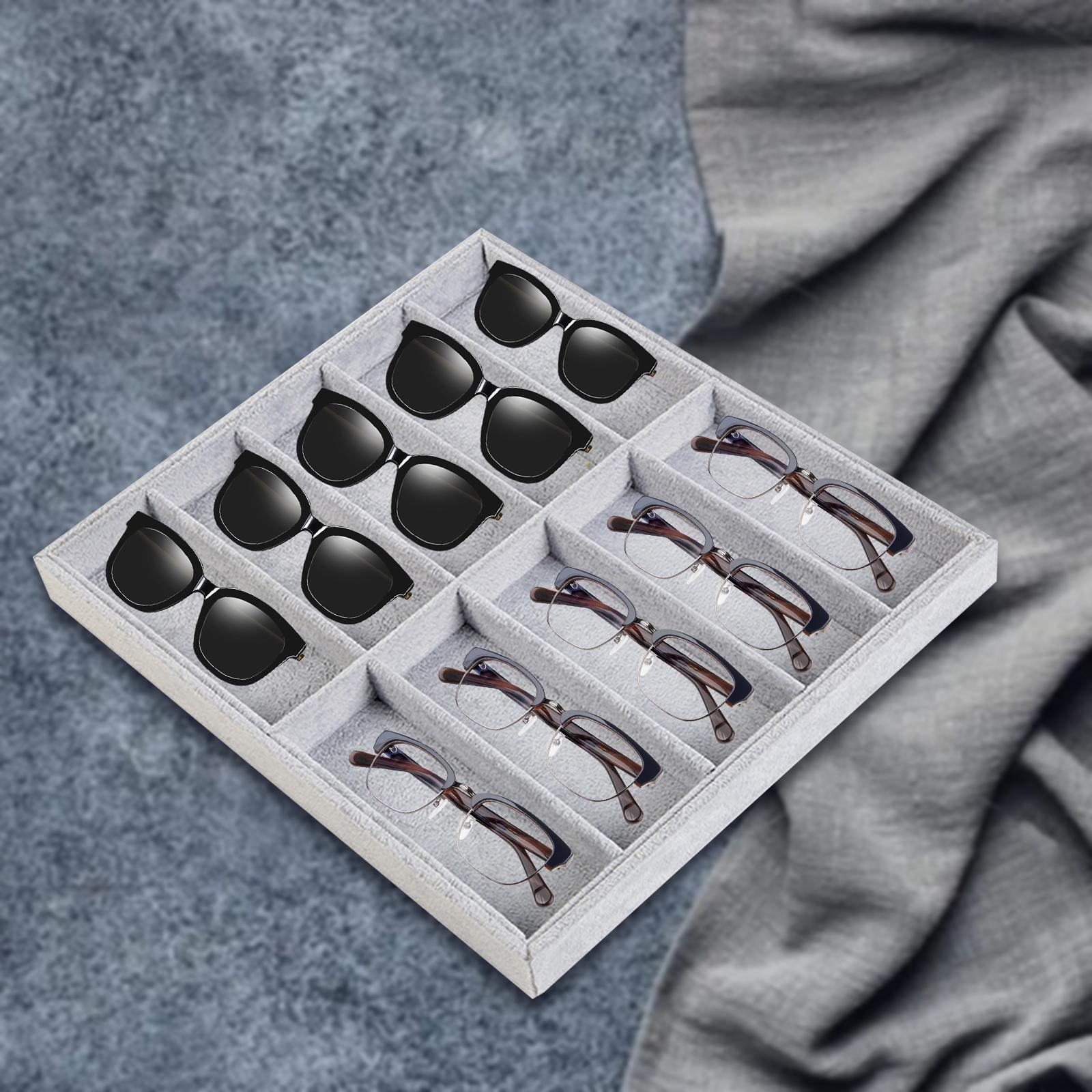 10 Grid Eyeglass Sunglasses Organiser Case Eyeglasses Eyewear Storage Case flannel