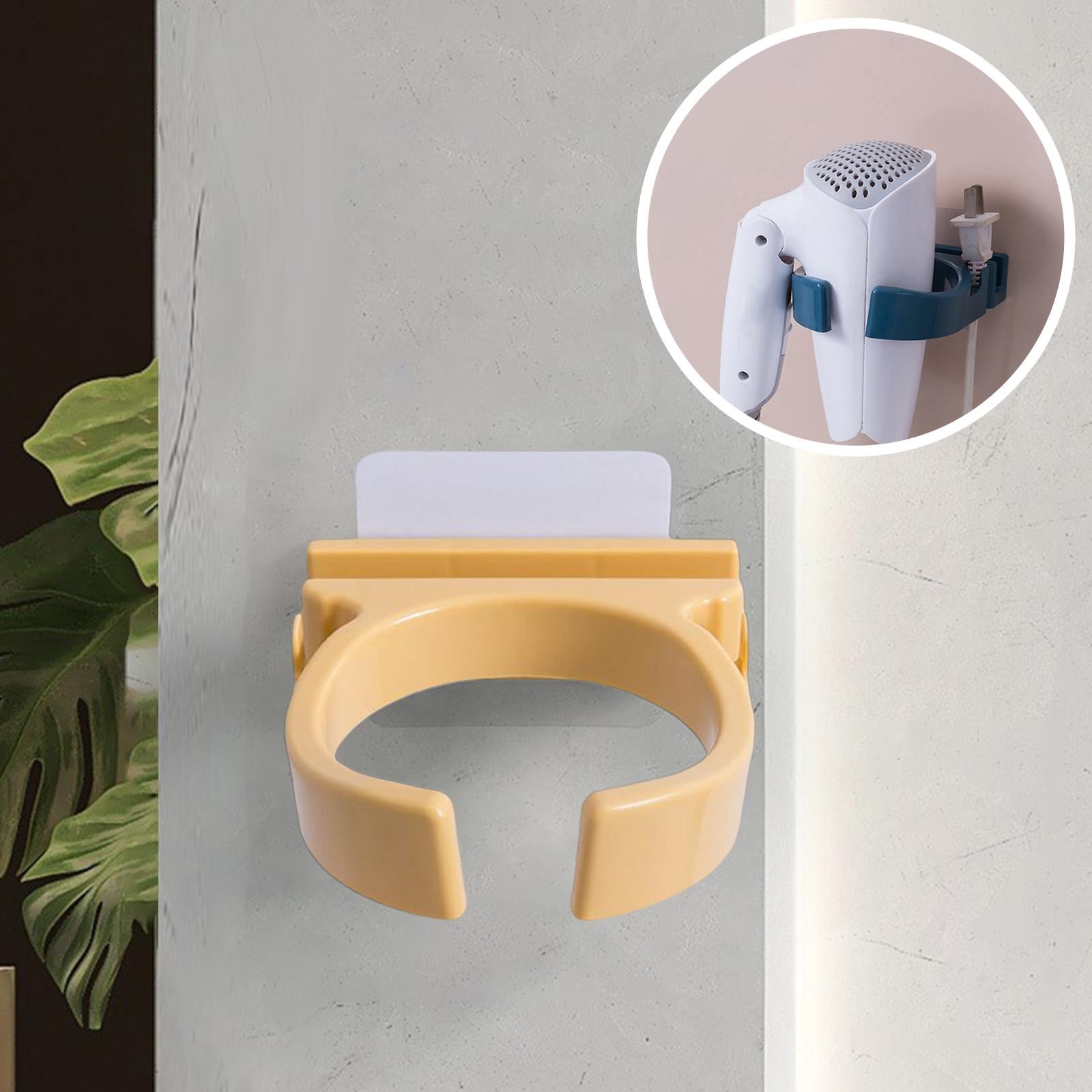 Blow Dryer Holder Self Adhesive ABS Organizer for Washroom Dormitory Bedroom Yellow