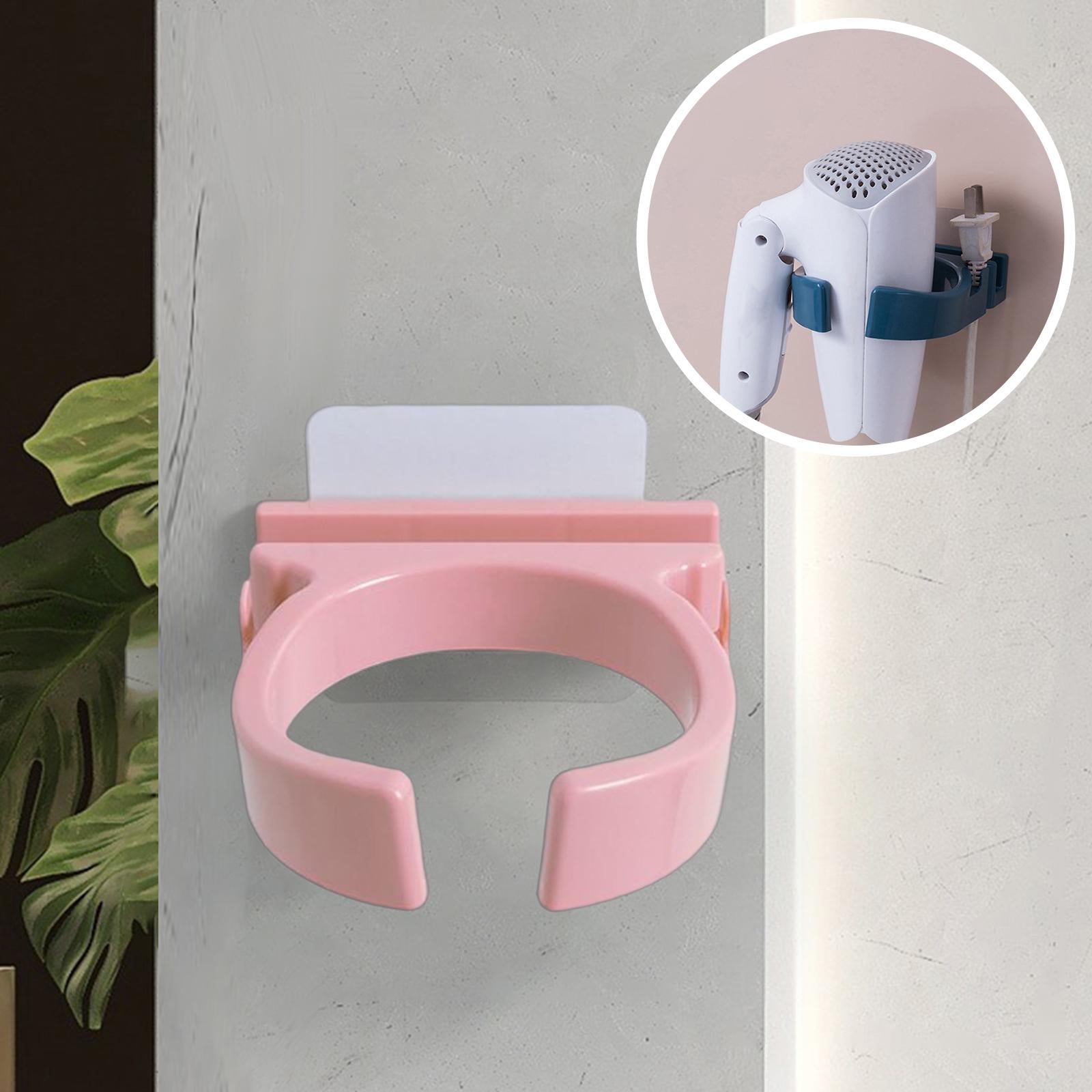 Blow Dryer Holder Self Adhesive ABS Organizer for Washroom Dormitory Bedroom Pink