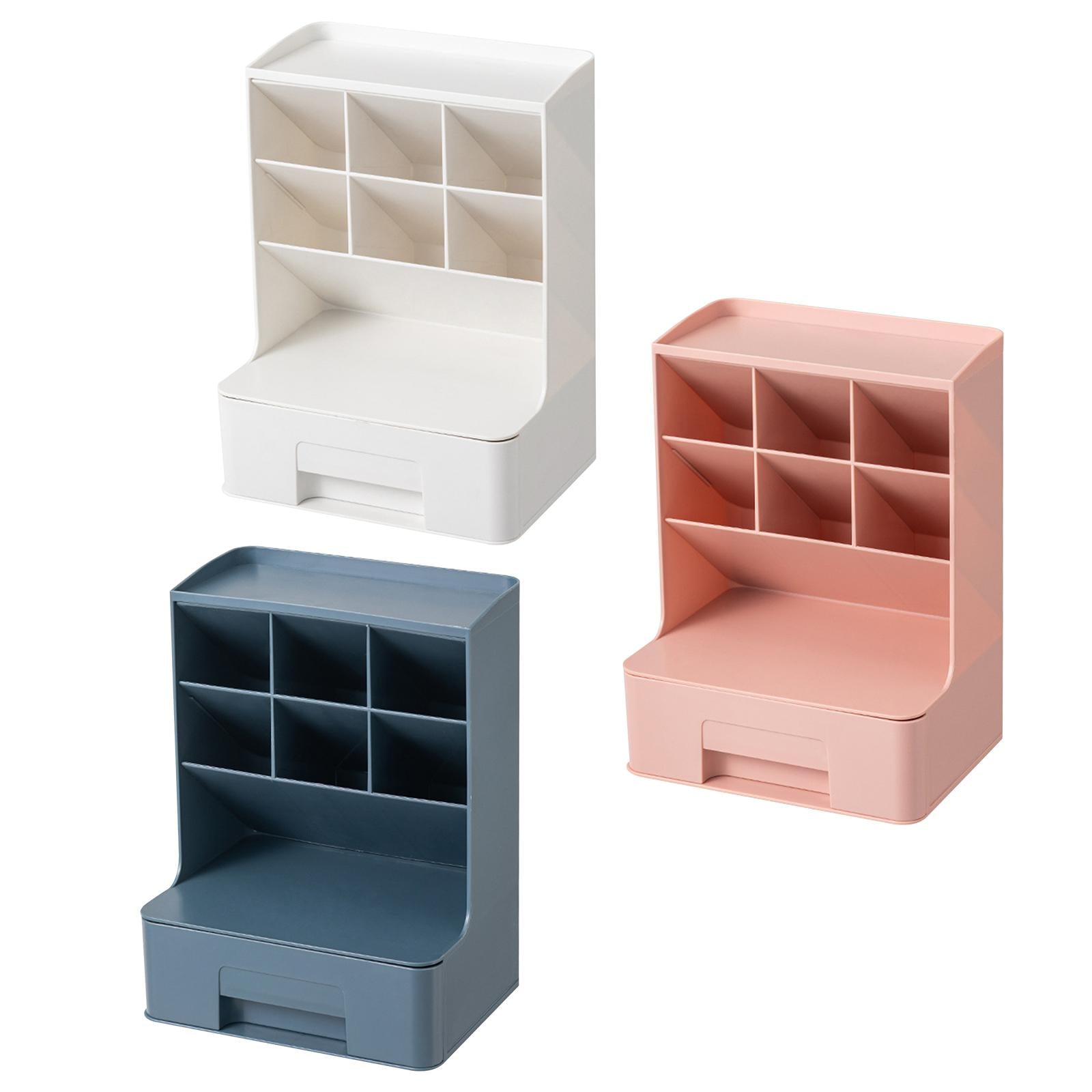 Multipurpose Pen Holder with Drawer Office Caddy for Office  White