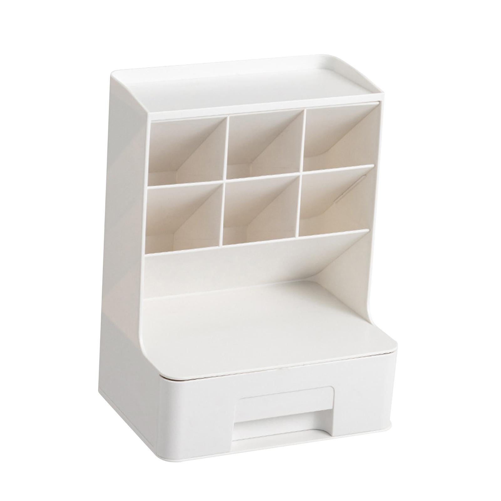 Multipurpose Pen Holder with Drawer Office Caddy for Office  White