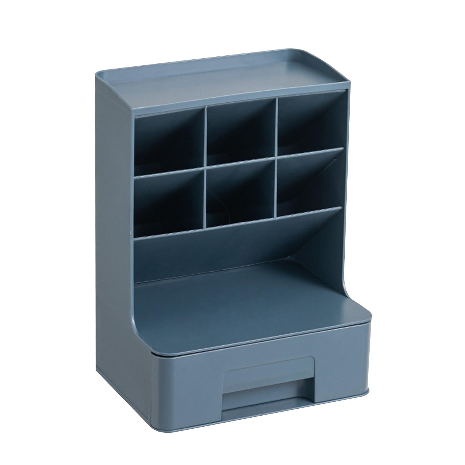 Multipurpose Pen Holder with Drawer Office Caddy for Office  Dark Blue
