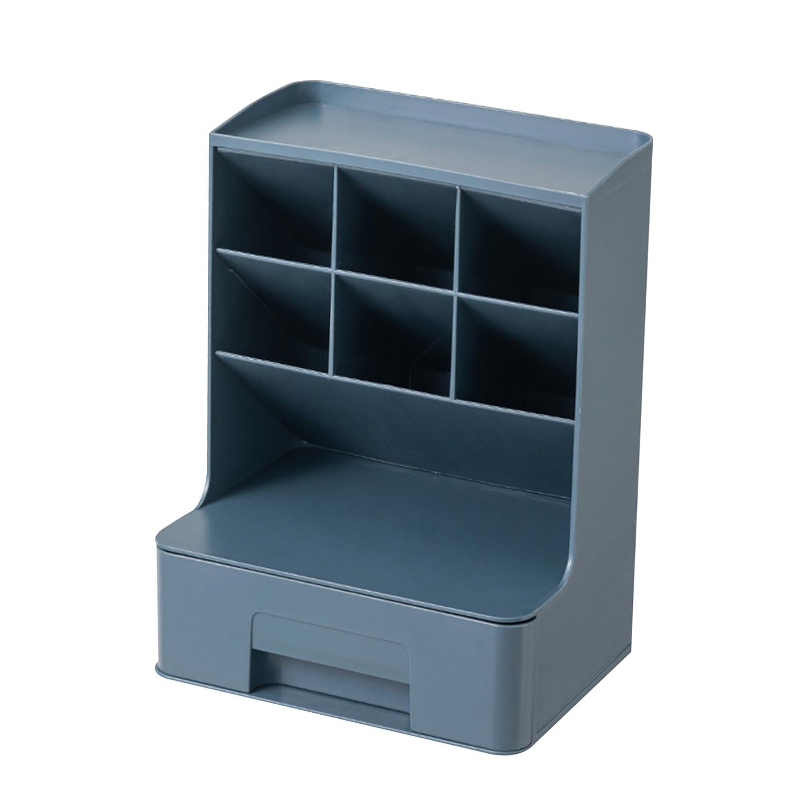 Multipurpose Pen Holder with Drawer Office Caddy for Office  Dark Blue