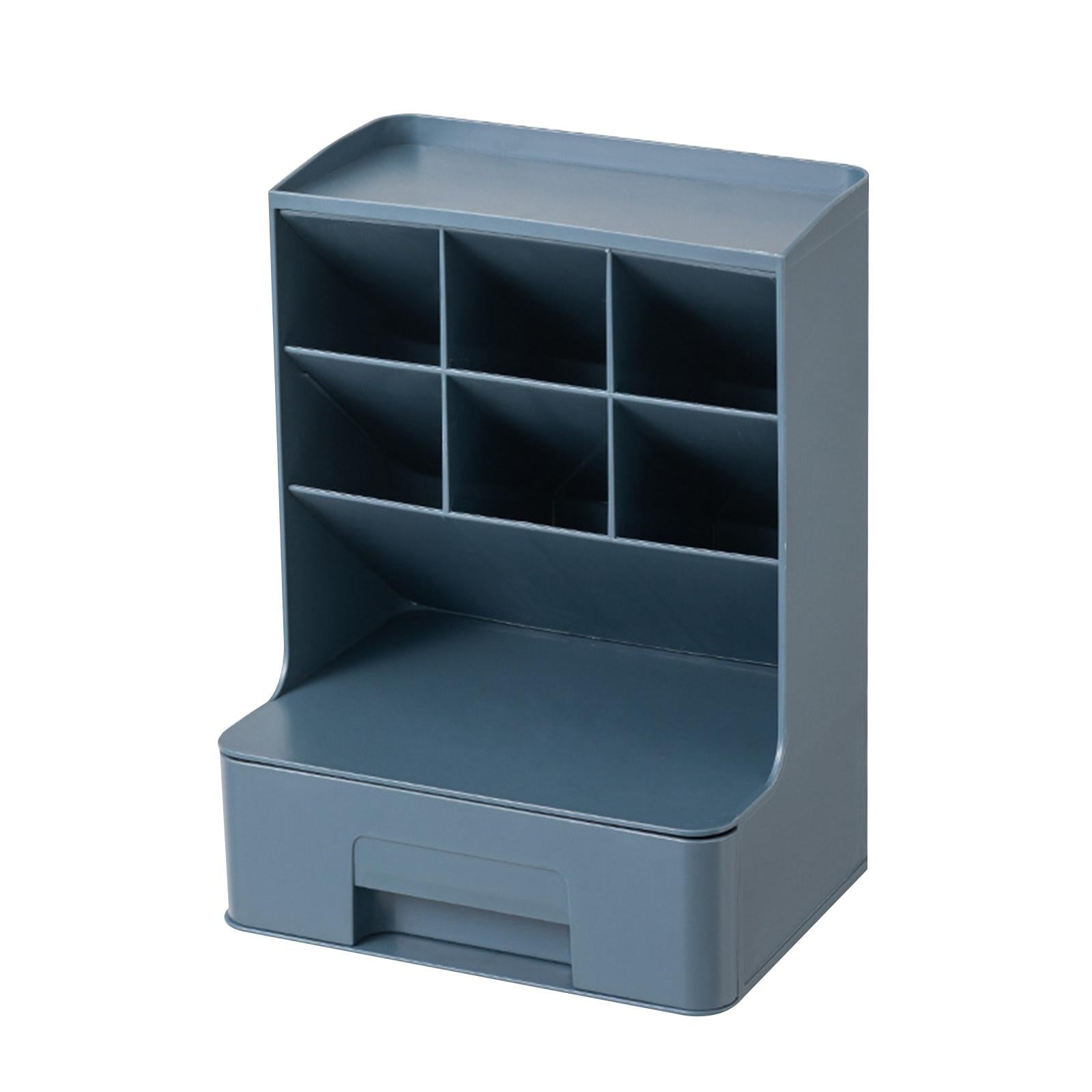 Multipurpose Pen Holder with Drawer Office Caddy for Office  Dark Blue