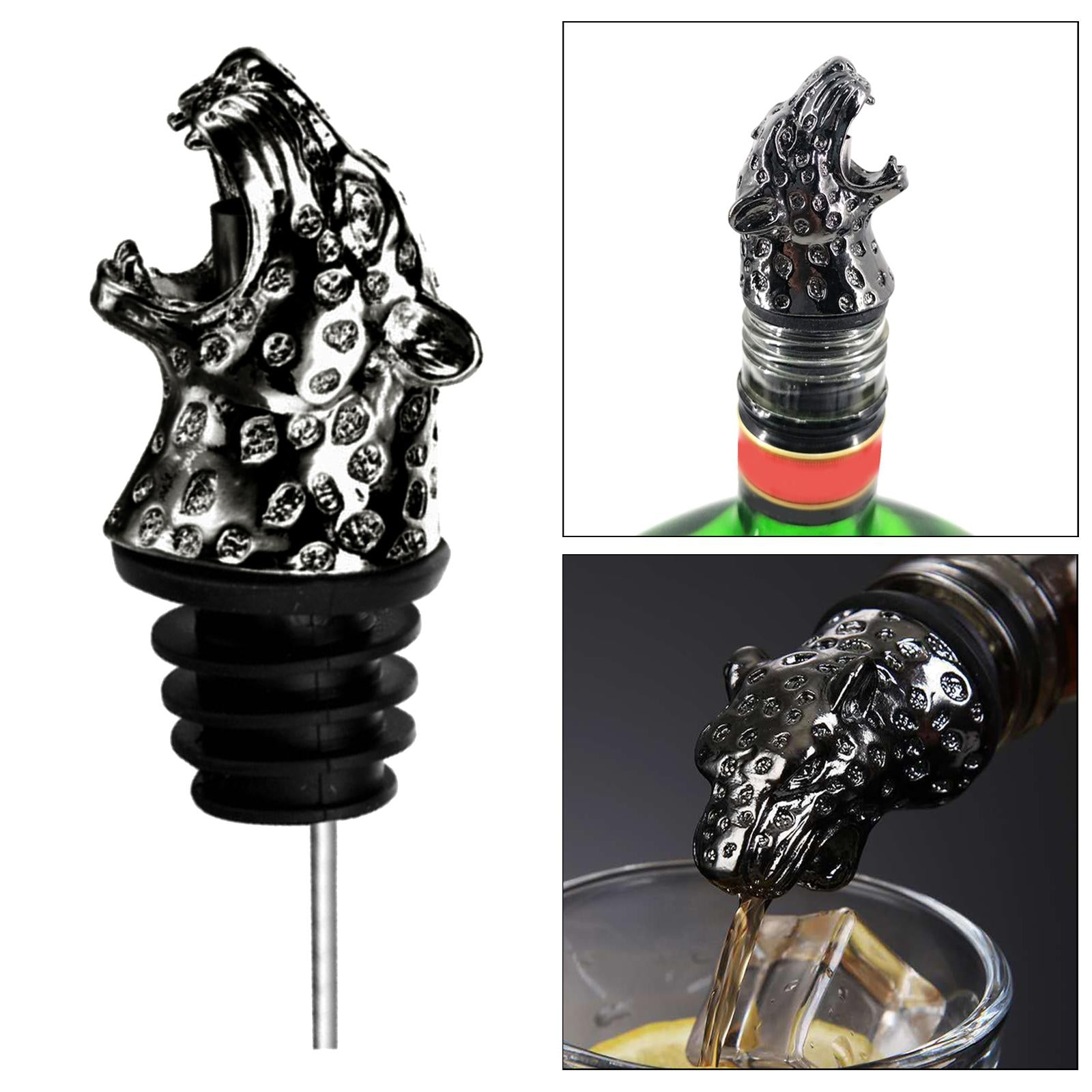 Stainless Steel Wine Pourer Wine Pourer Spout Stopper for Party Leopard