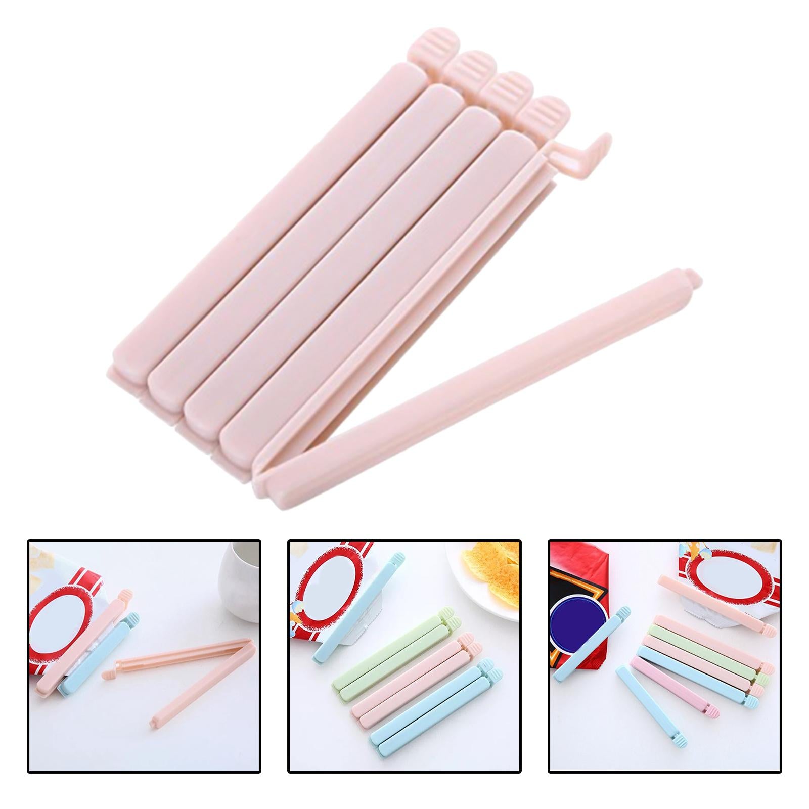 5 Pieces Bag Sealing Clips Food Packages Kitchen Tools Reusable for Kitchen Small Pink