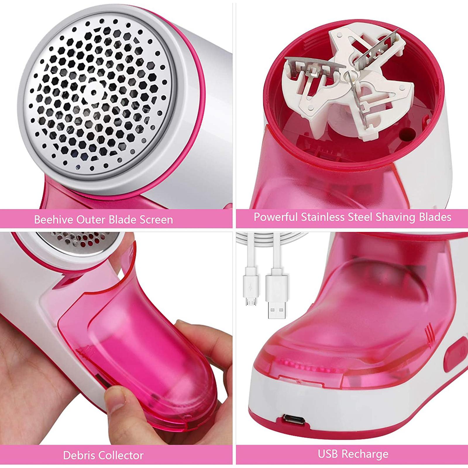 Lint Remover Fabric Shaver Removal Tool Trimmer for Cashmere Clothing Wool Pink