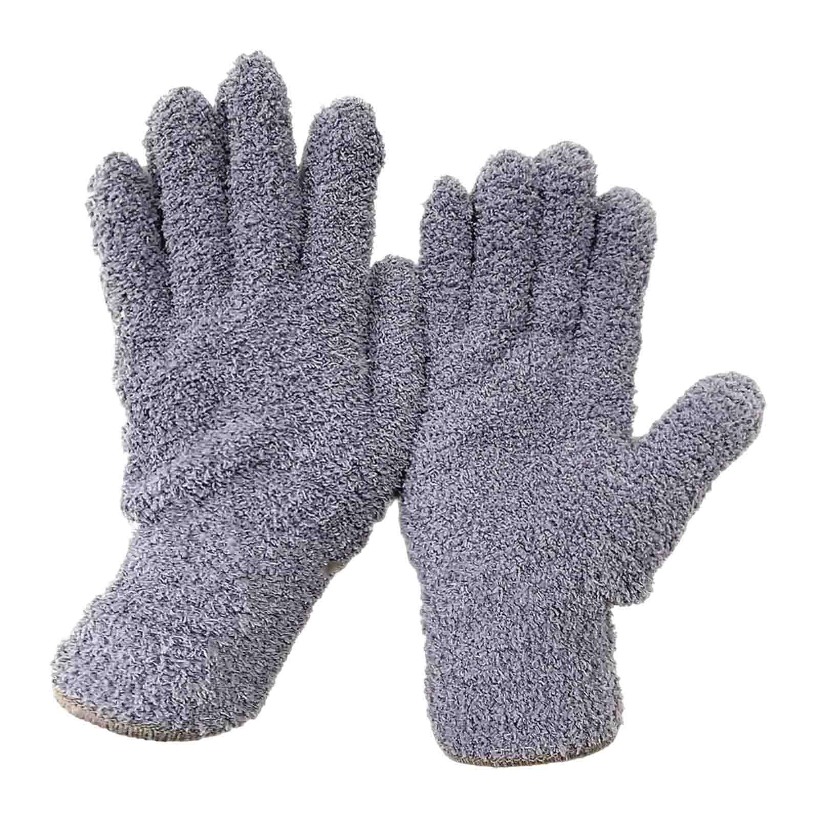 Microfiber Dusting Gloves Comfortable Coral Fleece Gloves for Window Blinds