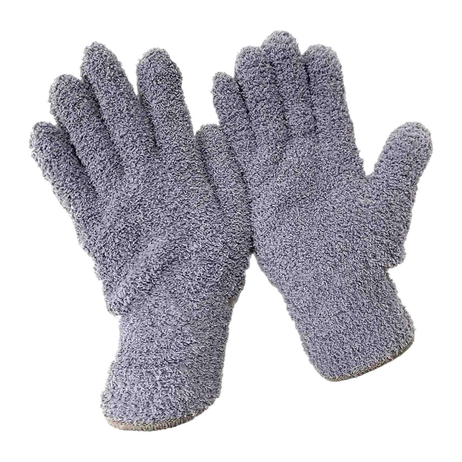 Microfiber Dusting Gloves Comfortable Coral Fleece Gloves for Window Blinds