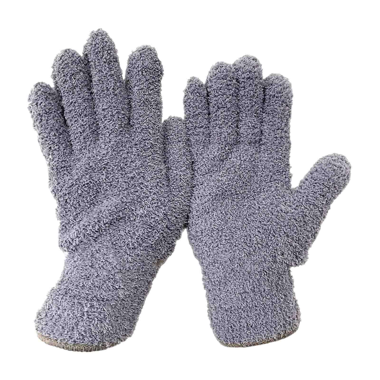 Microfiber Dusting Gloves Comfortable Coral Fleece Gloves for Window Blinds