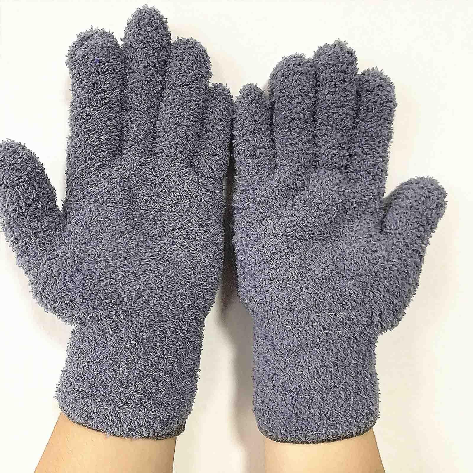Microfiber Dusting Gloves Comfortable Coral Fleece Gloves for Window Blinds